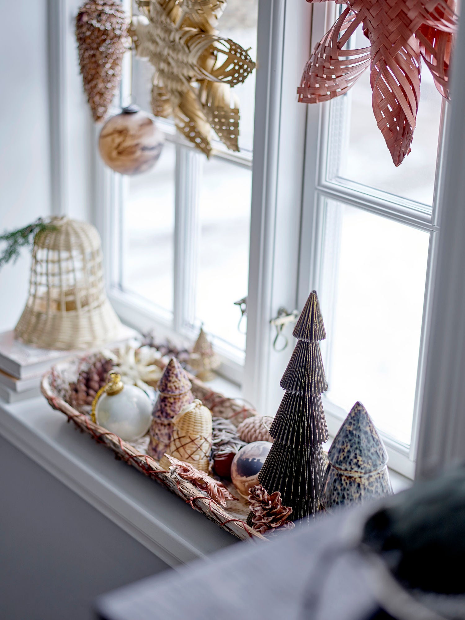 Pepe Tablett Natur Birke Handgemacht mit Roter Zierkante Ideal Dekoration