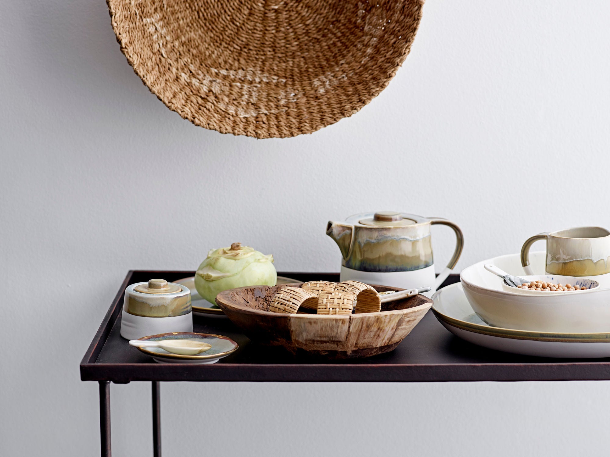 Heather Grün Steingut Servierplatte mit Natürlichem Look Ideal Zum Servieren Von Salaten