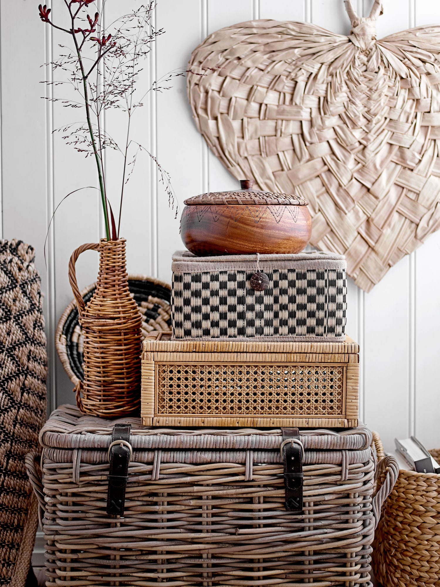 Lally Aufbewahrungsbox mit Deckel Natur Rattan Glas Holz Stilvolle Ordnung