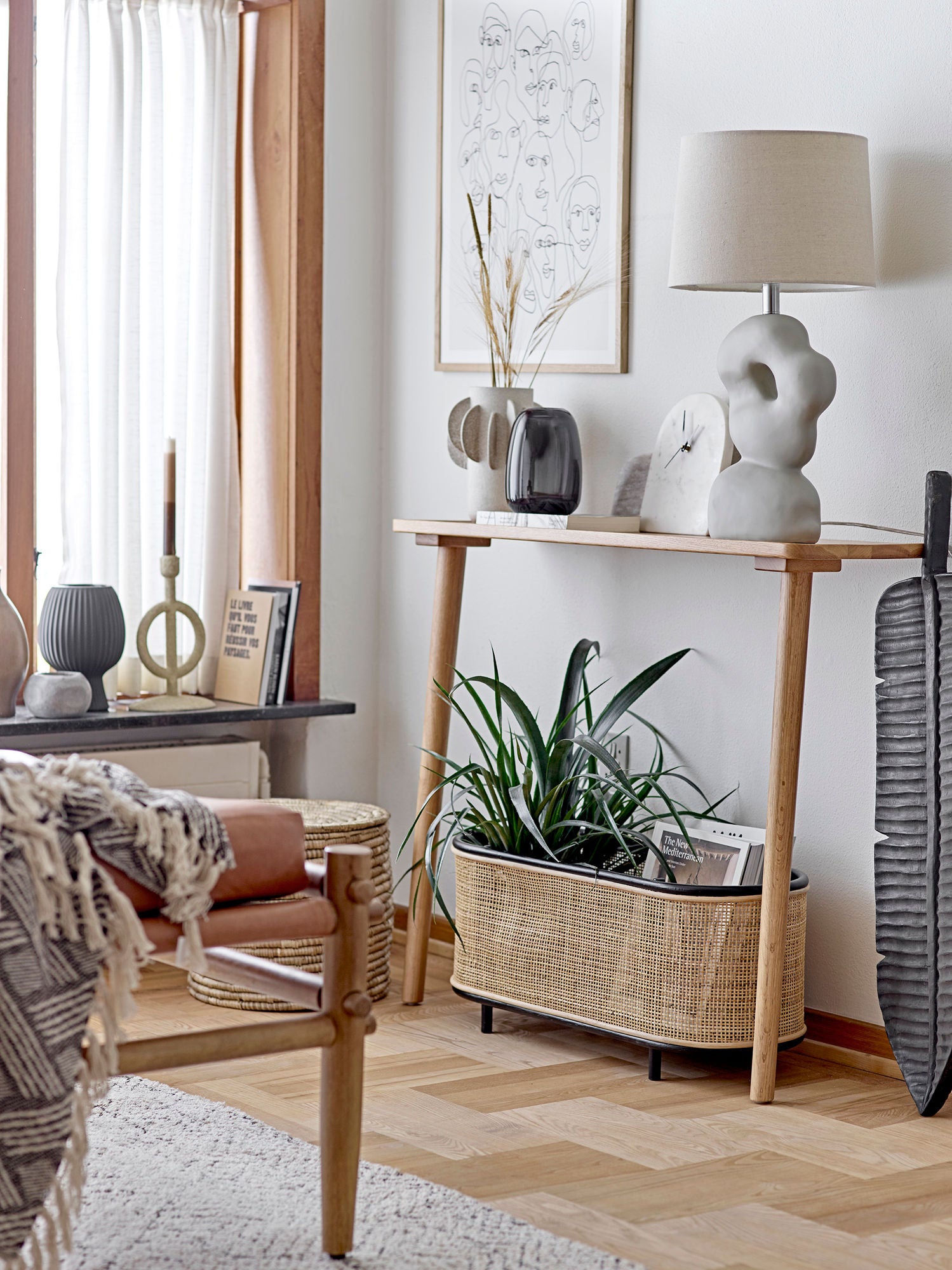 Ebbie Pflanzkasten Rattan Naturoptik mit Dunkel Hell Kontrast für Wohnräume und Balkon