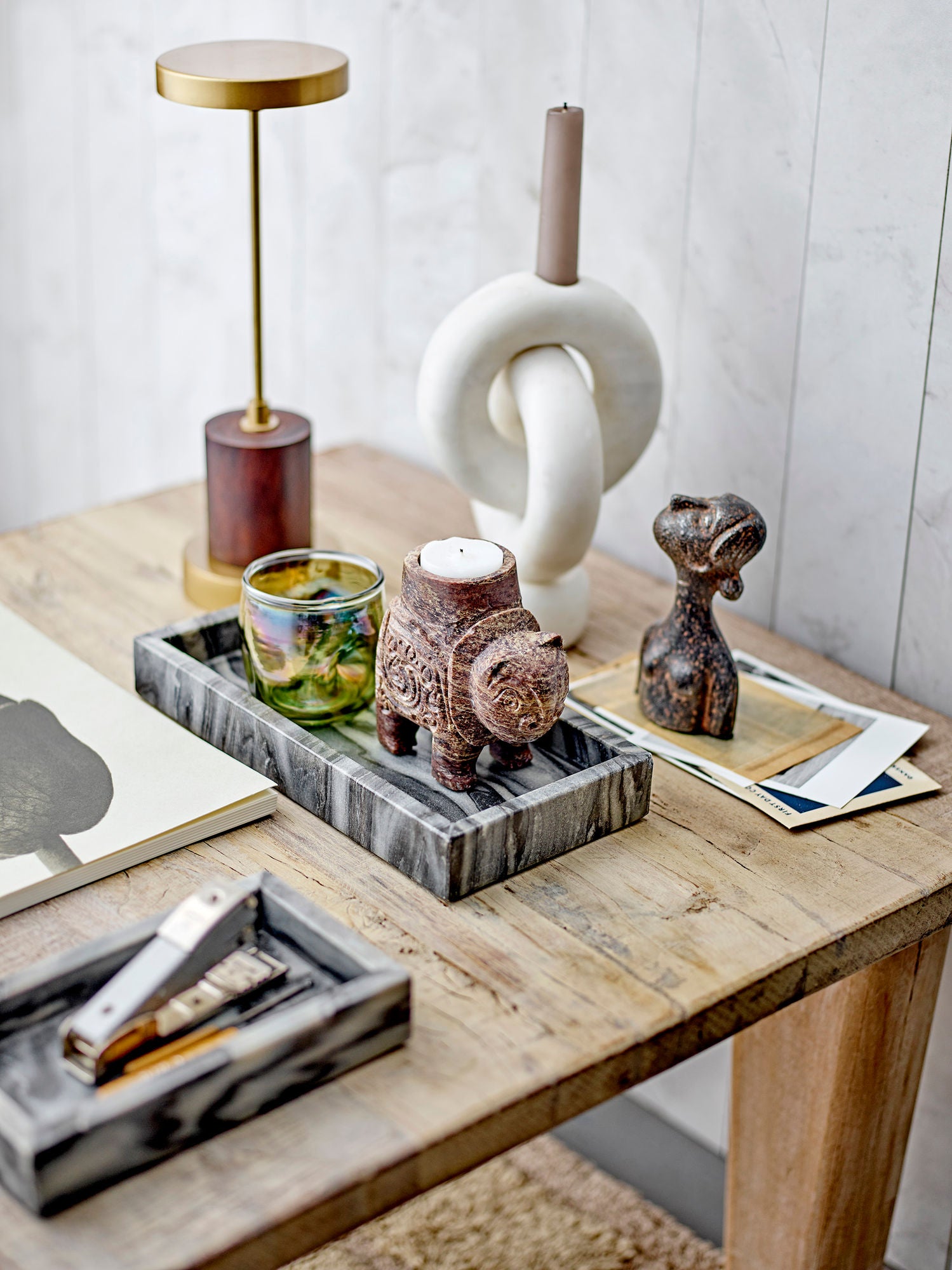 Novia Teelichthalter Speckstein Braun Warme Maserung und Behagliche Lichtstimmung