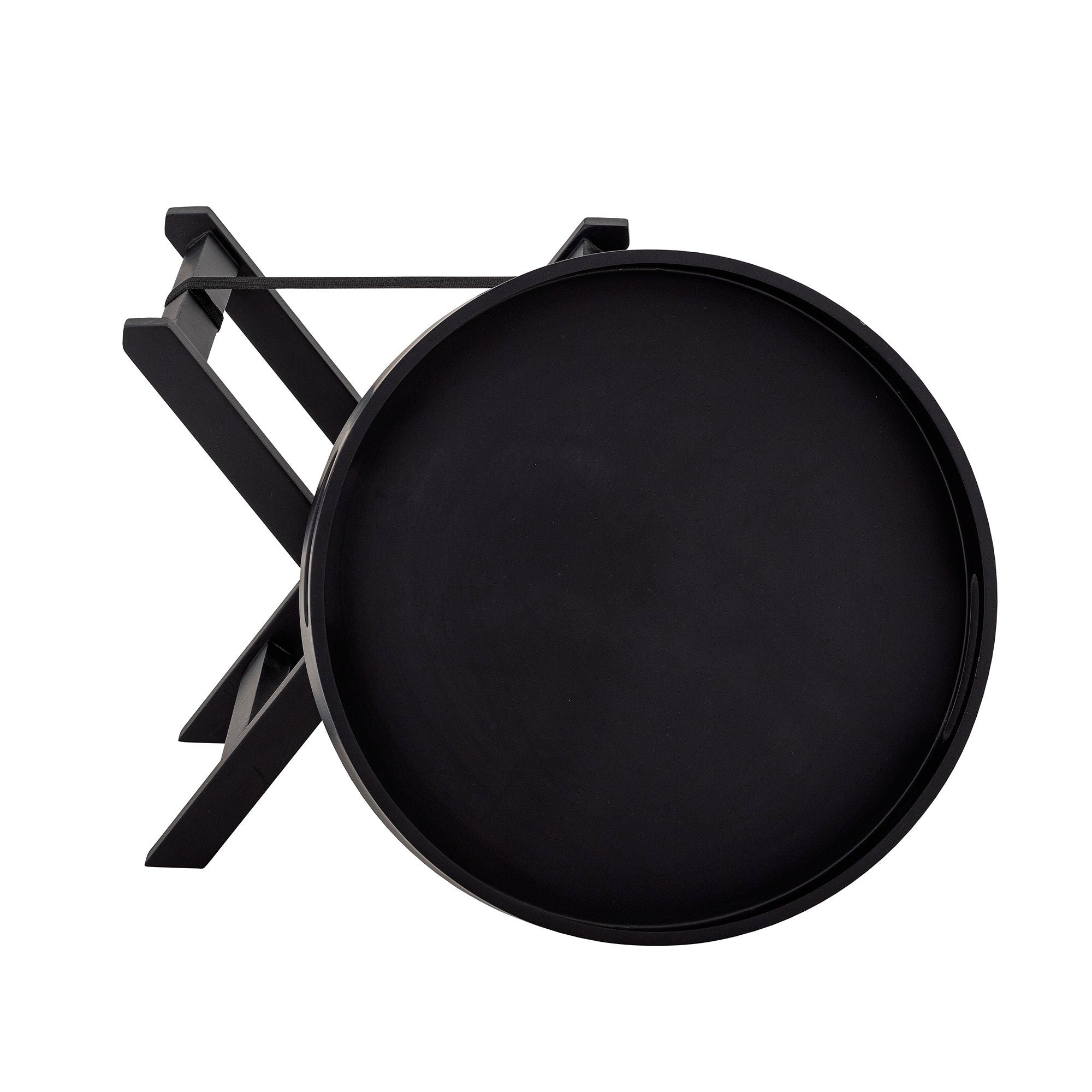 Freya Tablett Beistelltisch In Schwarz Aus Gummibaumholz mit Leichter Ablagefläche