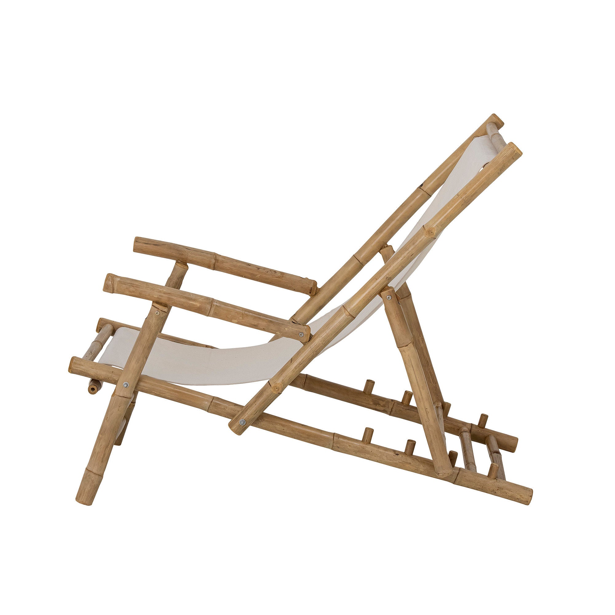 Verstellbarer Liegestuhl Korfu aus Bambus mit Baumwollsitz