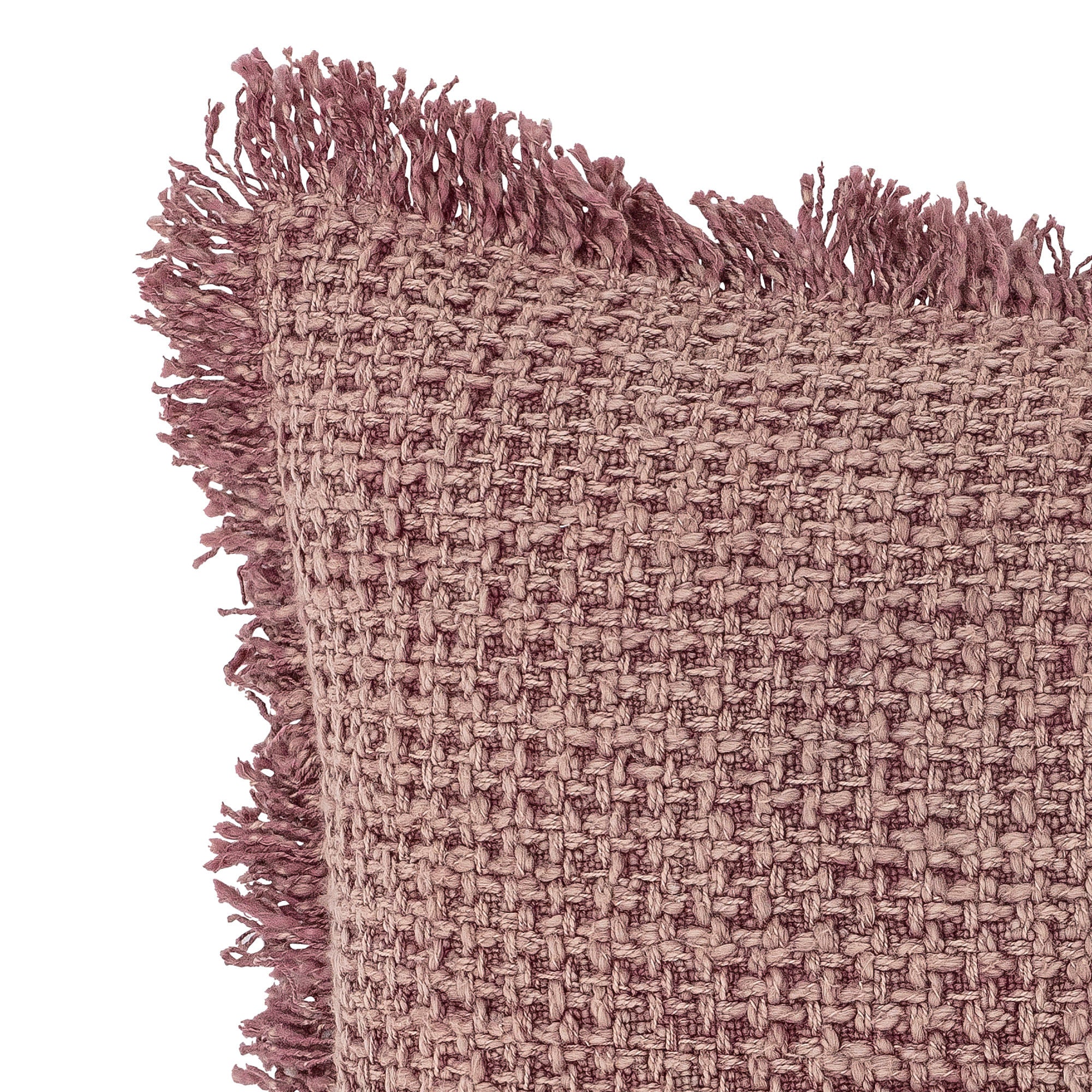 Delva Kissen Baumwolle Rosa Fransen und Strukturwebung Eleganz