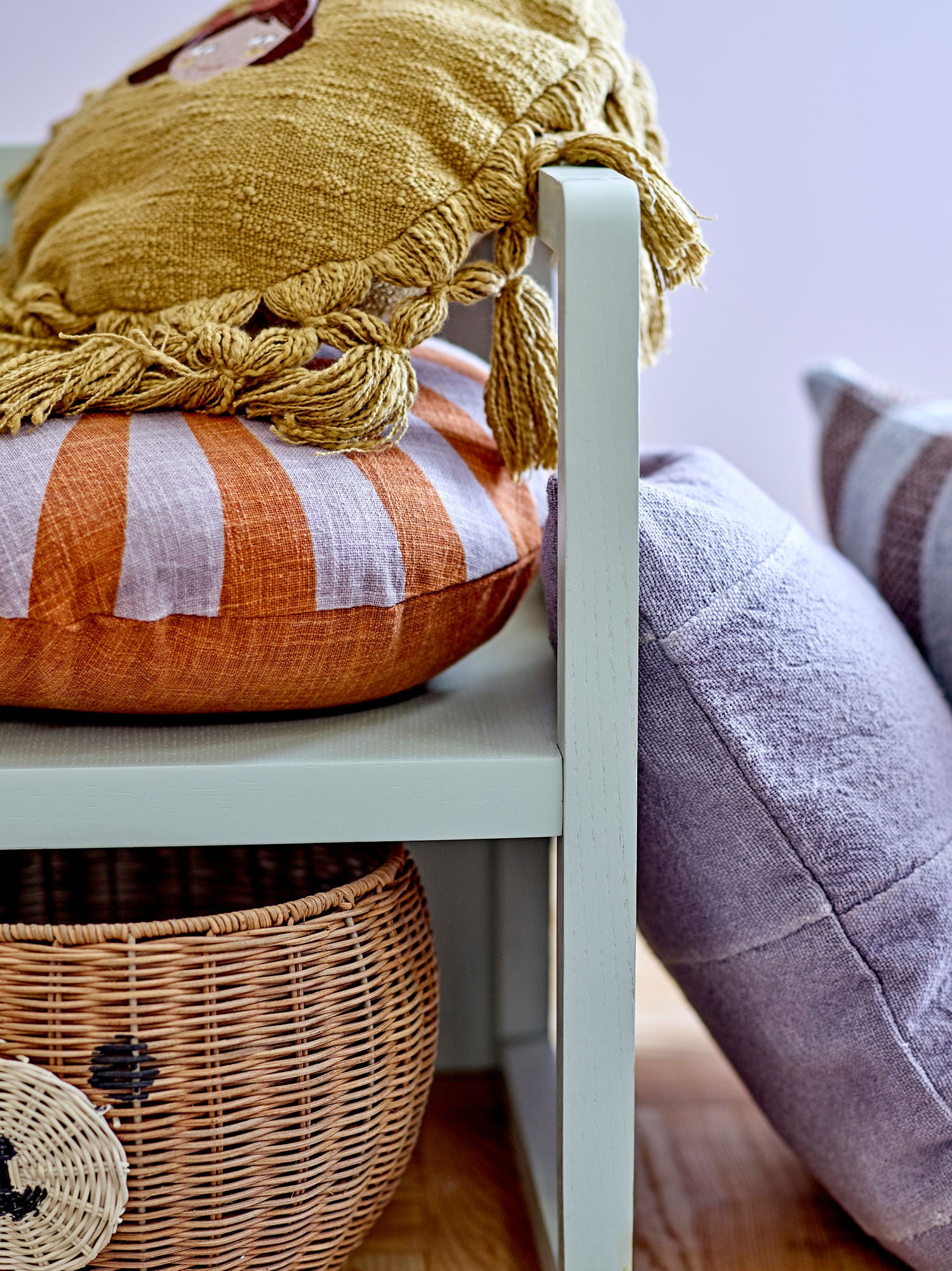 Elinna Kissen rund gelb mit Quasten aus Baumwolle