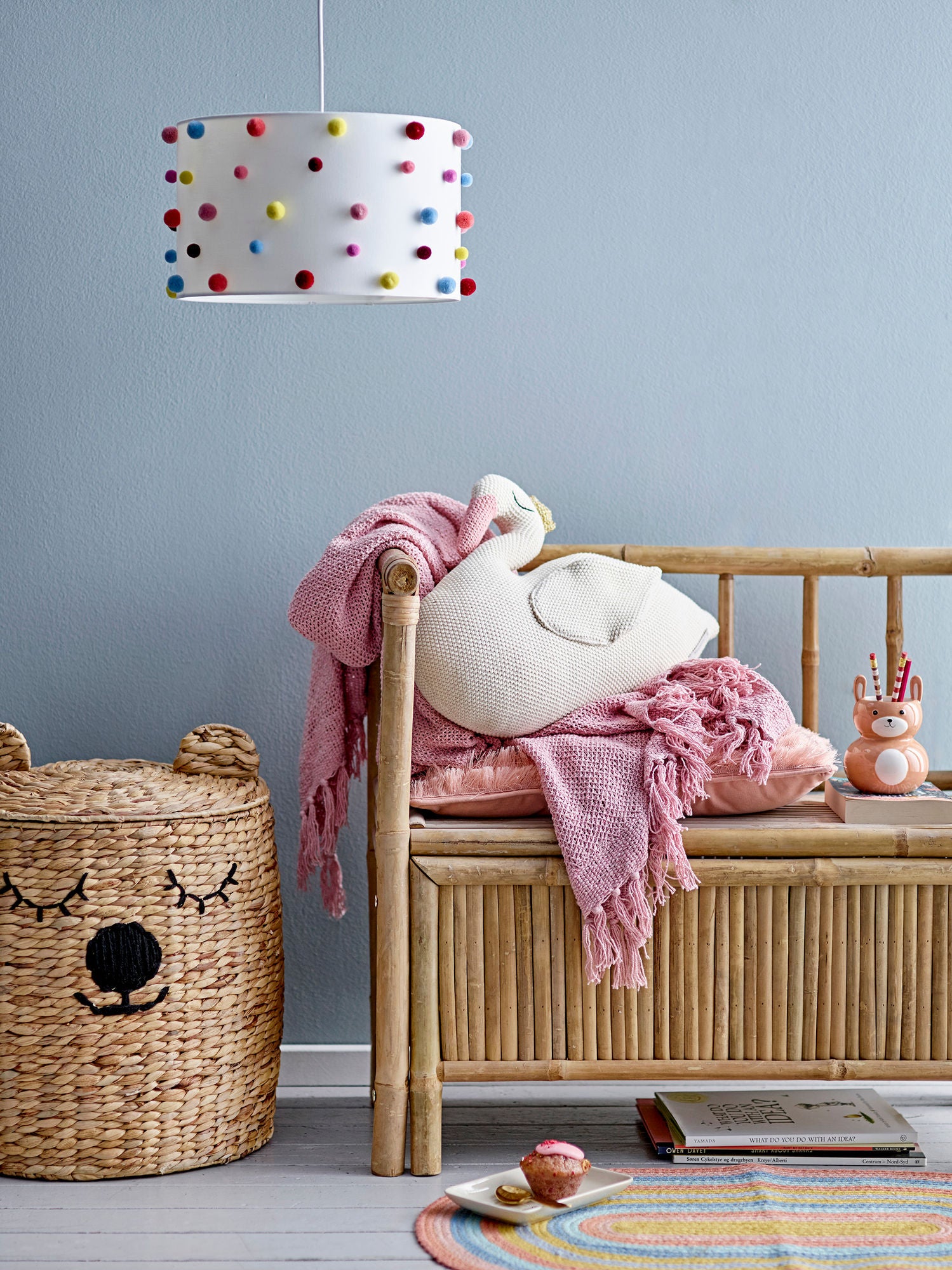 Dolma Korb mit Deckel aus Wasserhyazinthe fürs Kinderzimmer