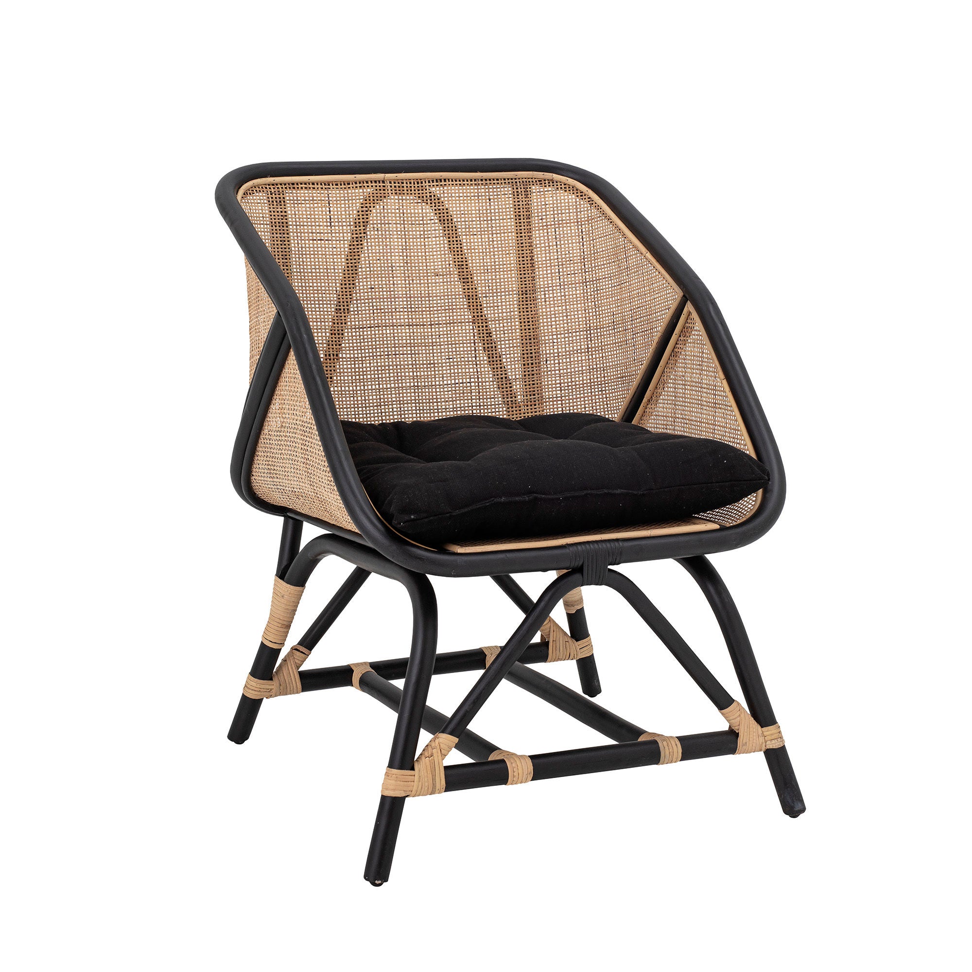 Loue Lounge Sessel Rattan Optik mit Schwarzem Akzent und Komfortkissen