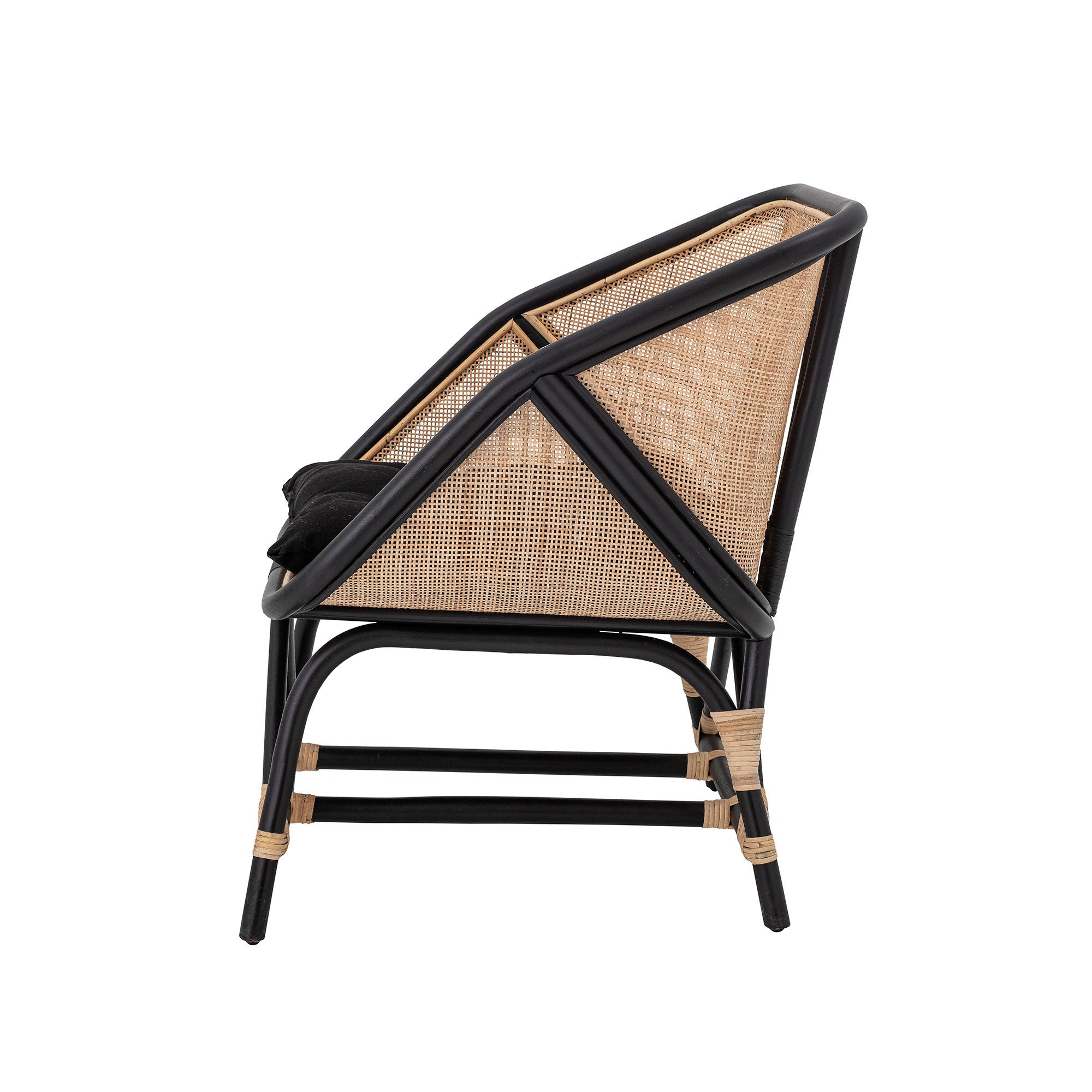 Loue Lounge Sessel Rattan Optik mit Schwarzem Akzent und Komfortkissen