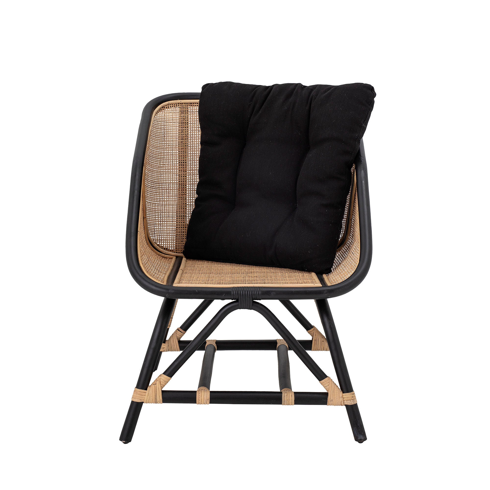 Loue Lounge Sessel Rattan Optik mit Schwarzem Akzent und Komfortkissen