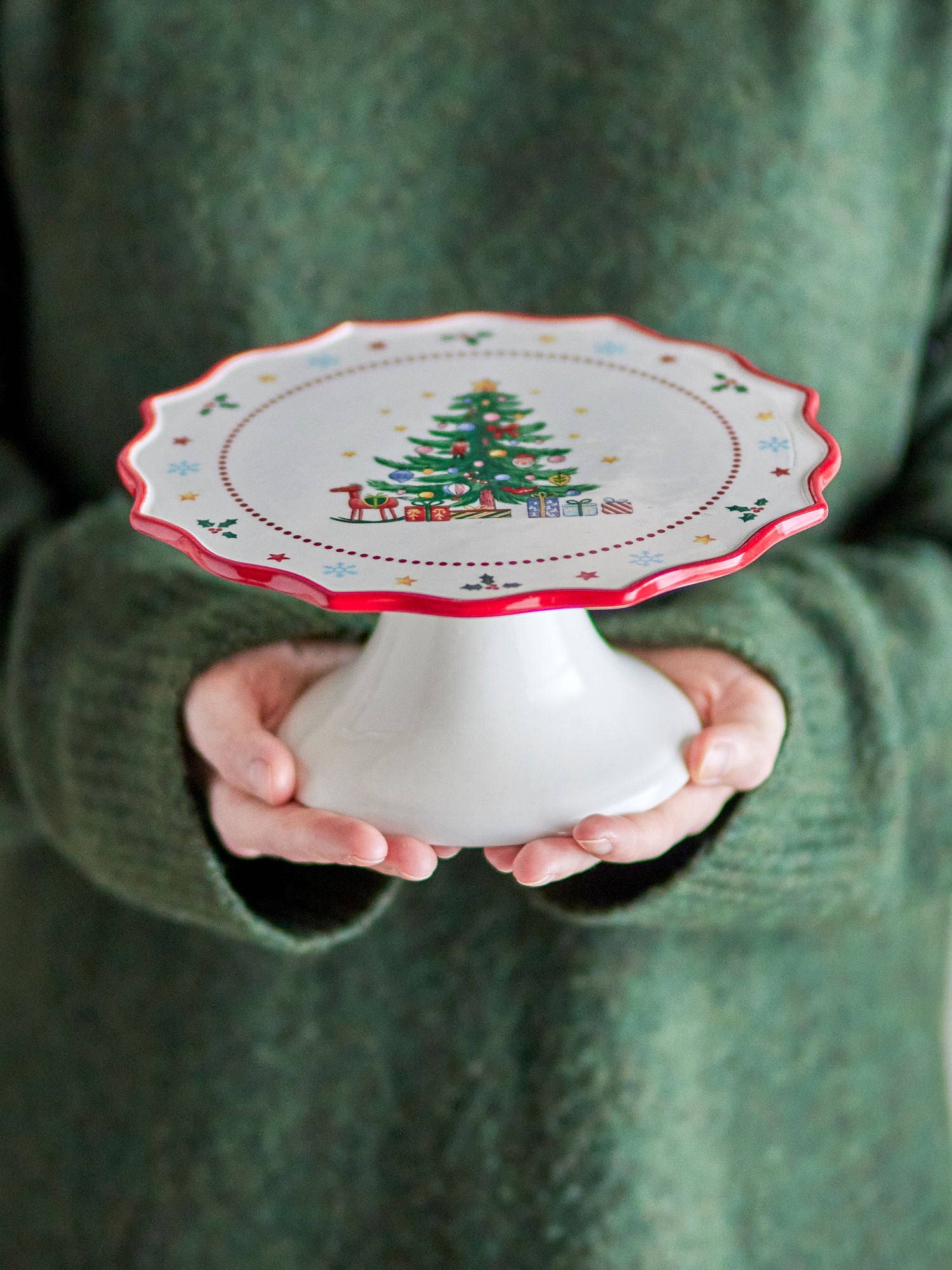 Naive Kuchenteller, Rot, Keramik