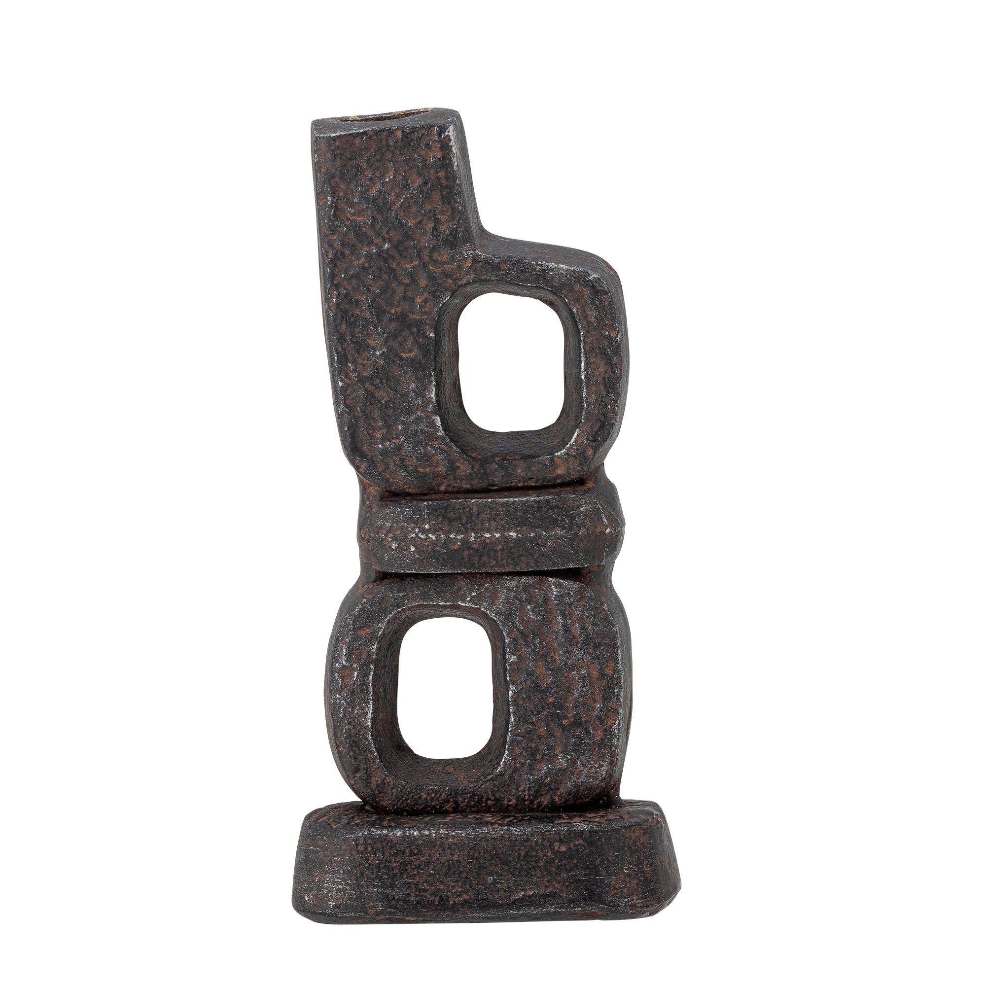 Sanah Kerzenhalter Gusseisen Schwarz Skulpturaler Industrial Stil