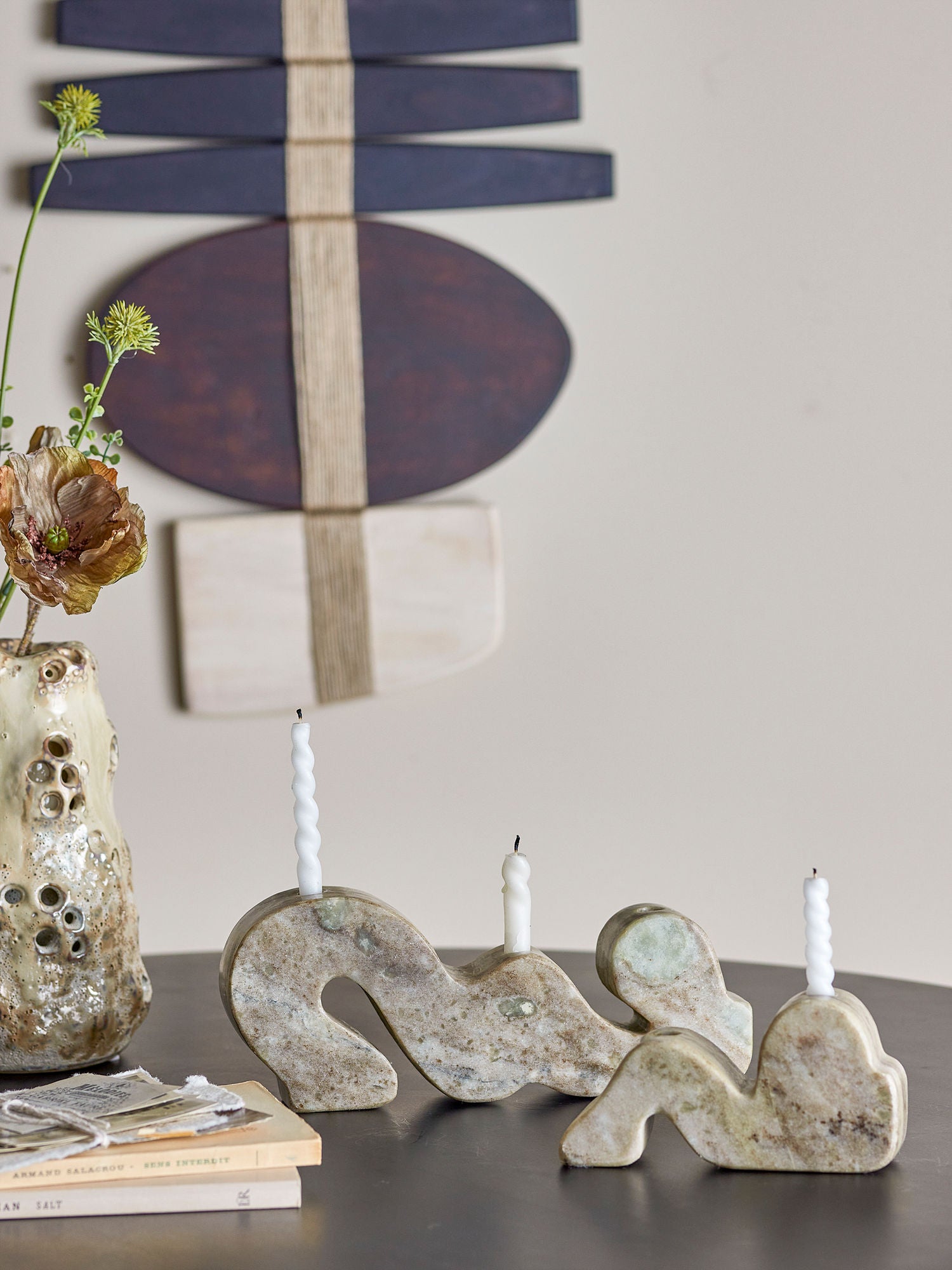 Liabella Kerzenhalter, Grau, Marmor