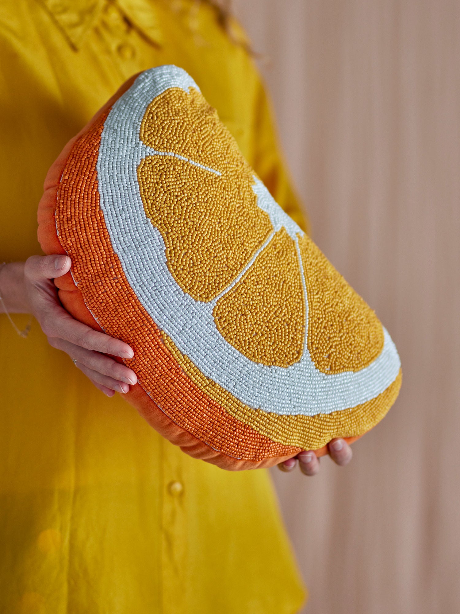 Navelina Kissen Gelb Orange Baumwolle Weicher Bezug Orangenform