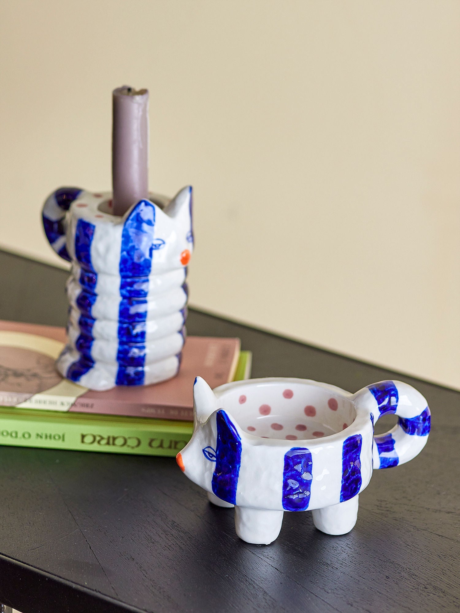 Caty Kerzenhalter – Handbemaltes Set in Katzenform