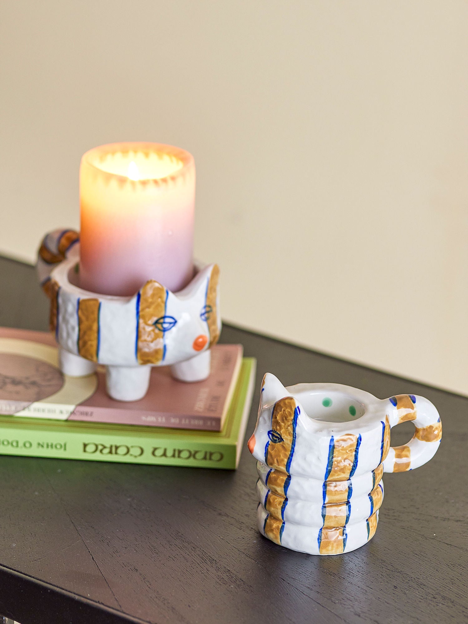 Caty Kerzenhalter – Verspieltes Set handbemalter Katzenfiguren