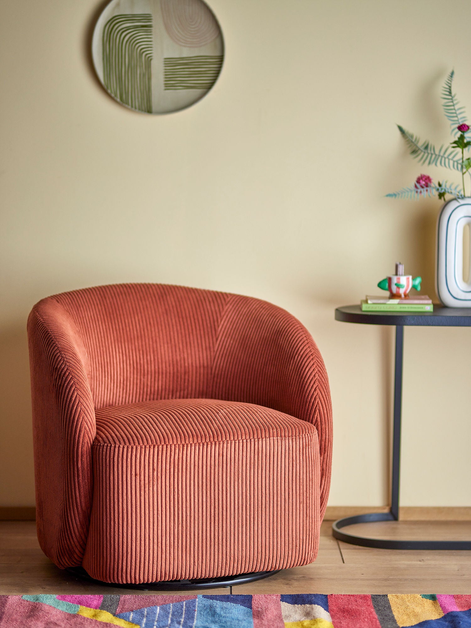 Pradi Loungesessel Leuchtendes Orange mit Drehbarer Basis und Weichem Samt