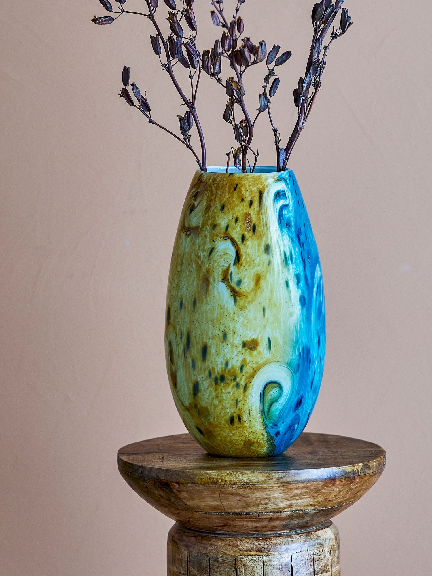 Kalian Vase, Blue, Glas