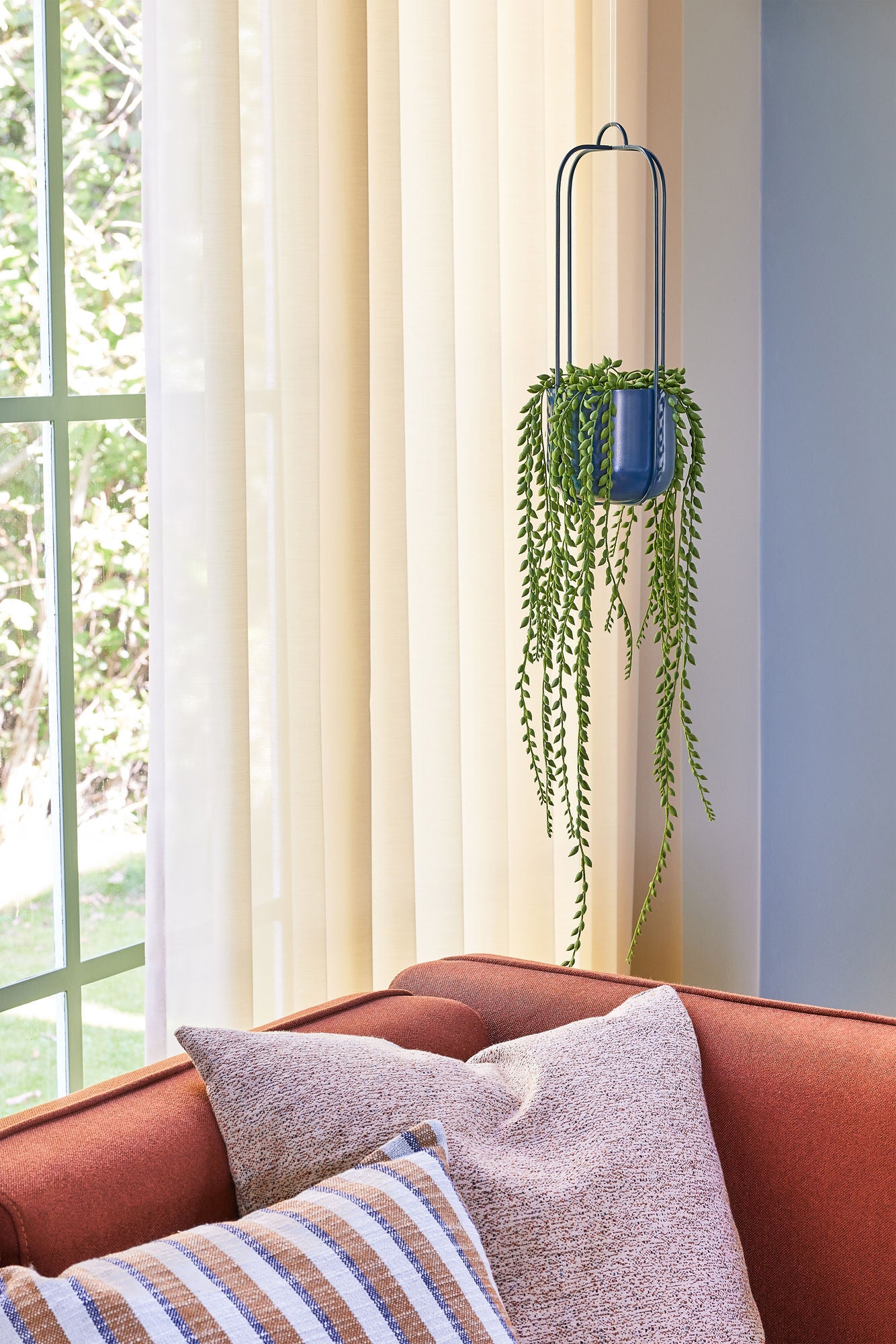 Hängetopf-Set aus Eisen – Petrolfarben, 2-teilig