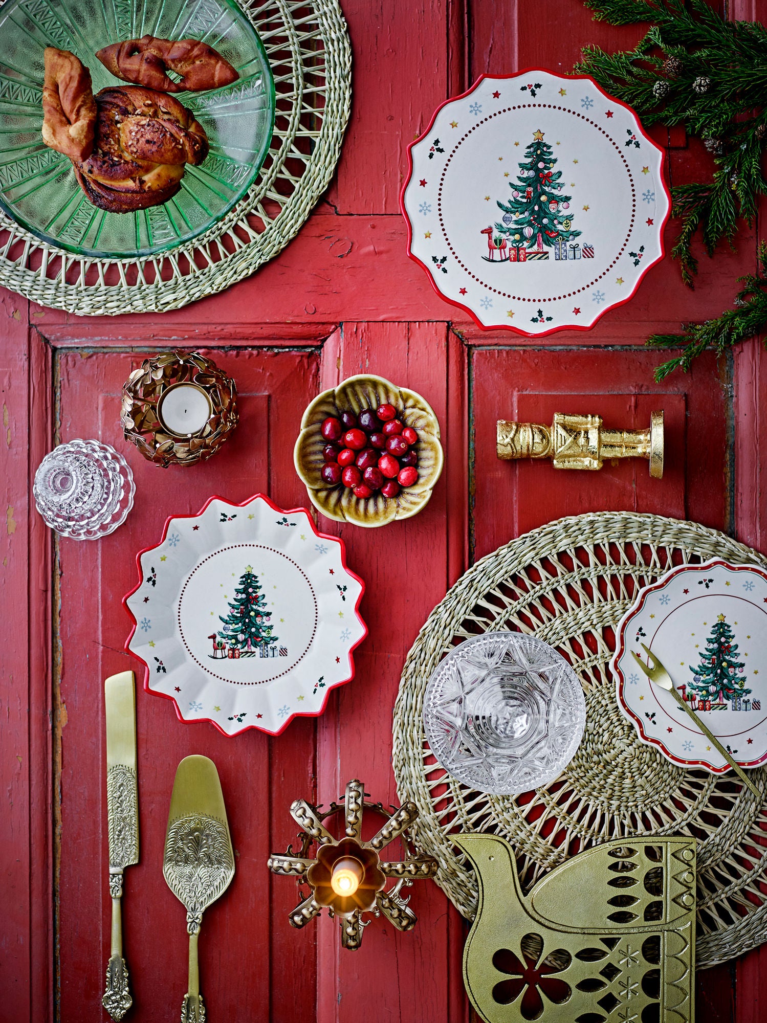 Naive Kuchenteller, Rot, Keramik