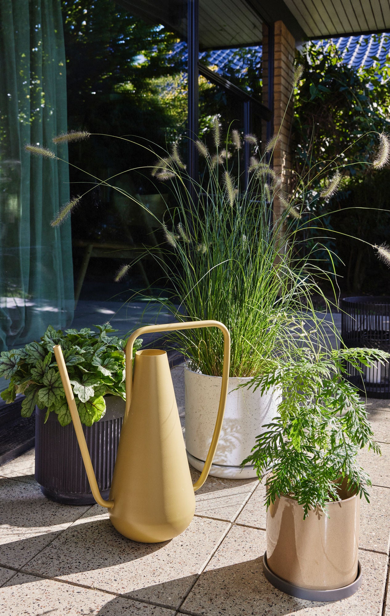 Keramiktöpfe Braun – 2er-Set mit Untertassen für draußen