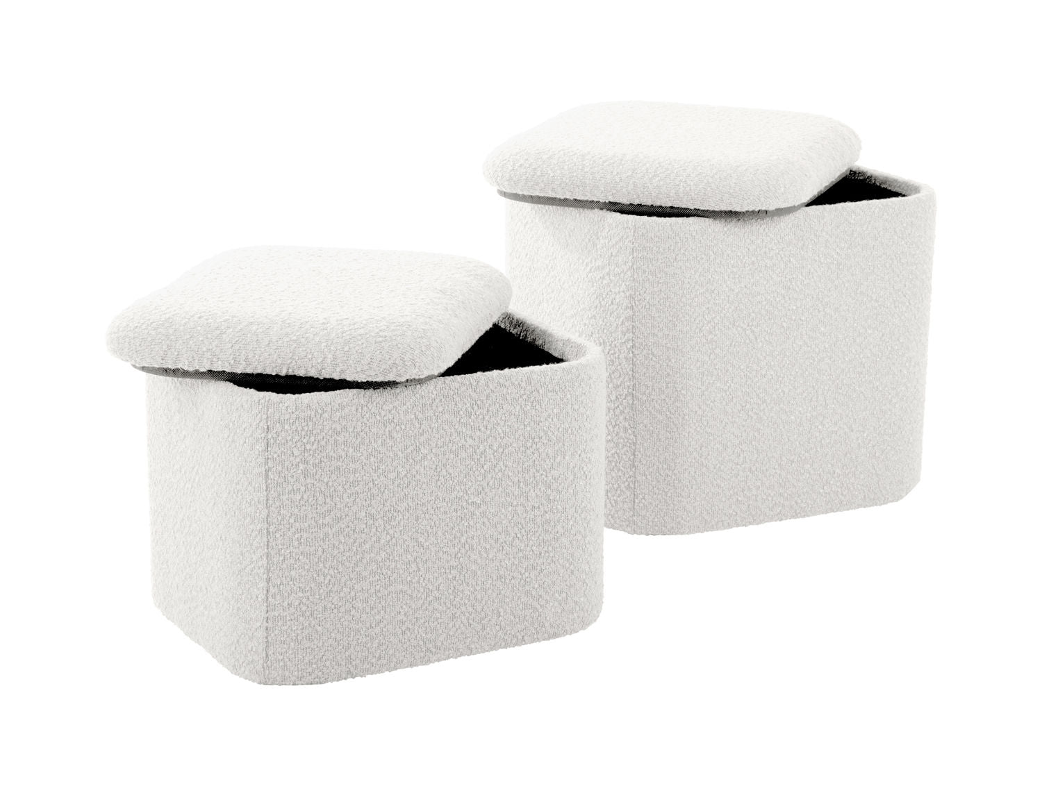 Pouf-Set Ada Aufbewahrungs-Pouf Bouclé Offweiß 2er-Set
