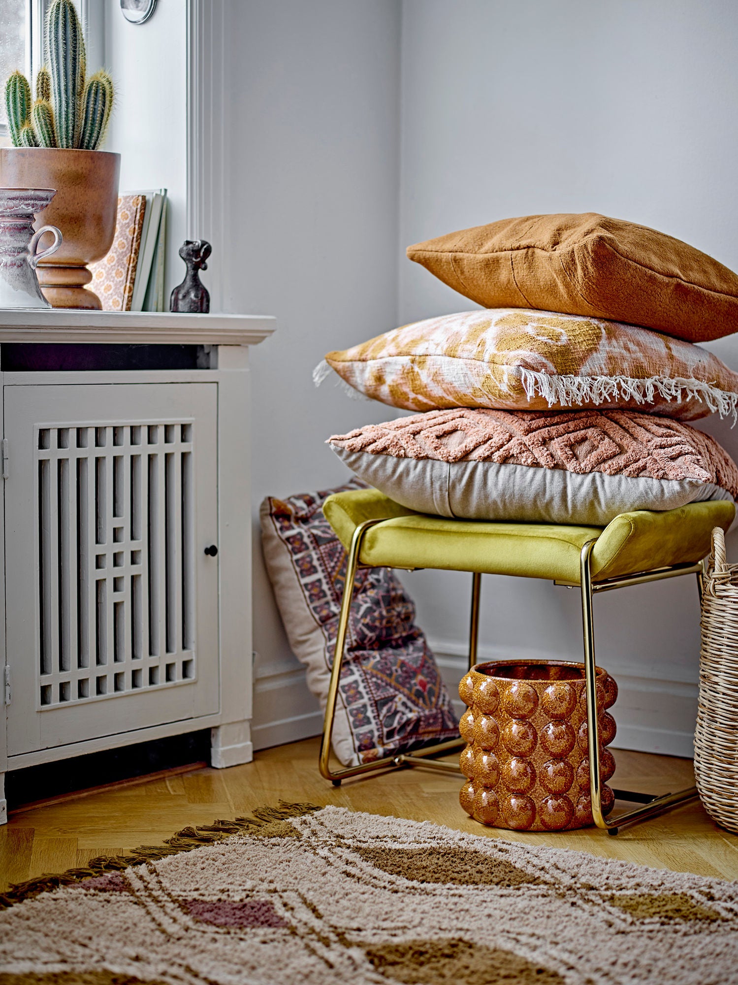 Kita Kuschelkissen Braun Baumwolle Rustikales Patchwork Design Wärme