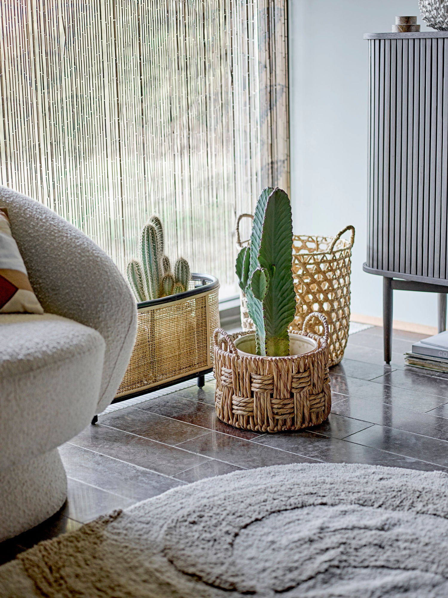 Ebbie Pflanzkasten Rattan Naturoptik mit Dunkel Hell Kontrast für Wohnräume und Balkon