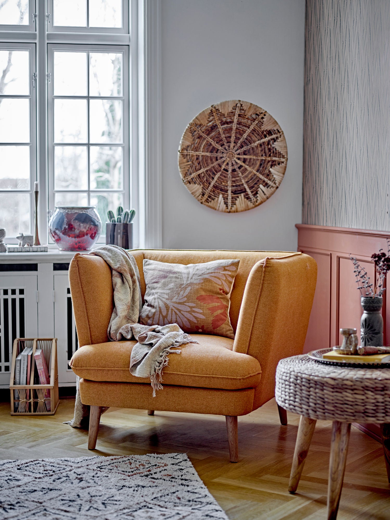 Thelma Baumwolle Decke Gelb mit Tie Dye Muster und Fransen Gemütlich