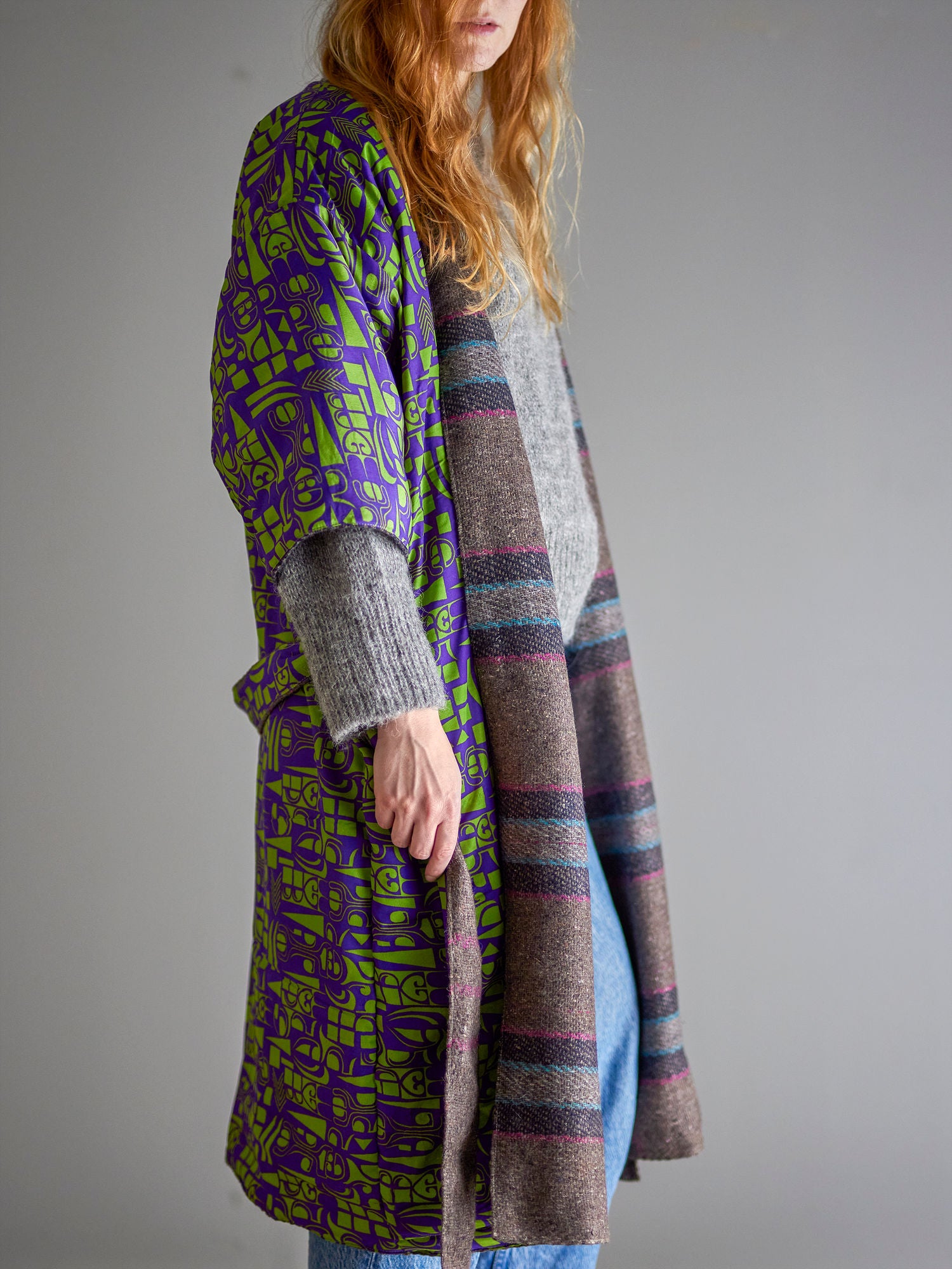 Rieti Kimono, Grau, Upcycled