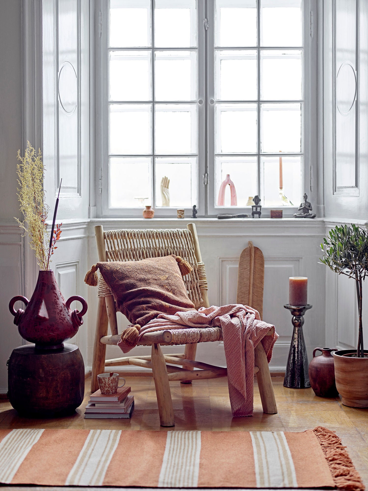 Tarun Deko Vase Steinzeug Braun Skulptur für Getrocknete Zweige