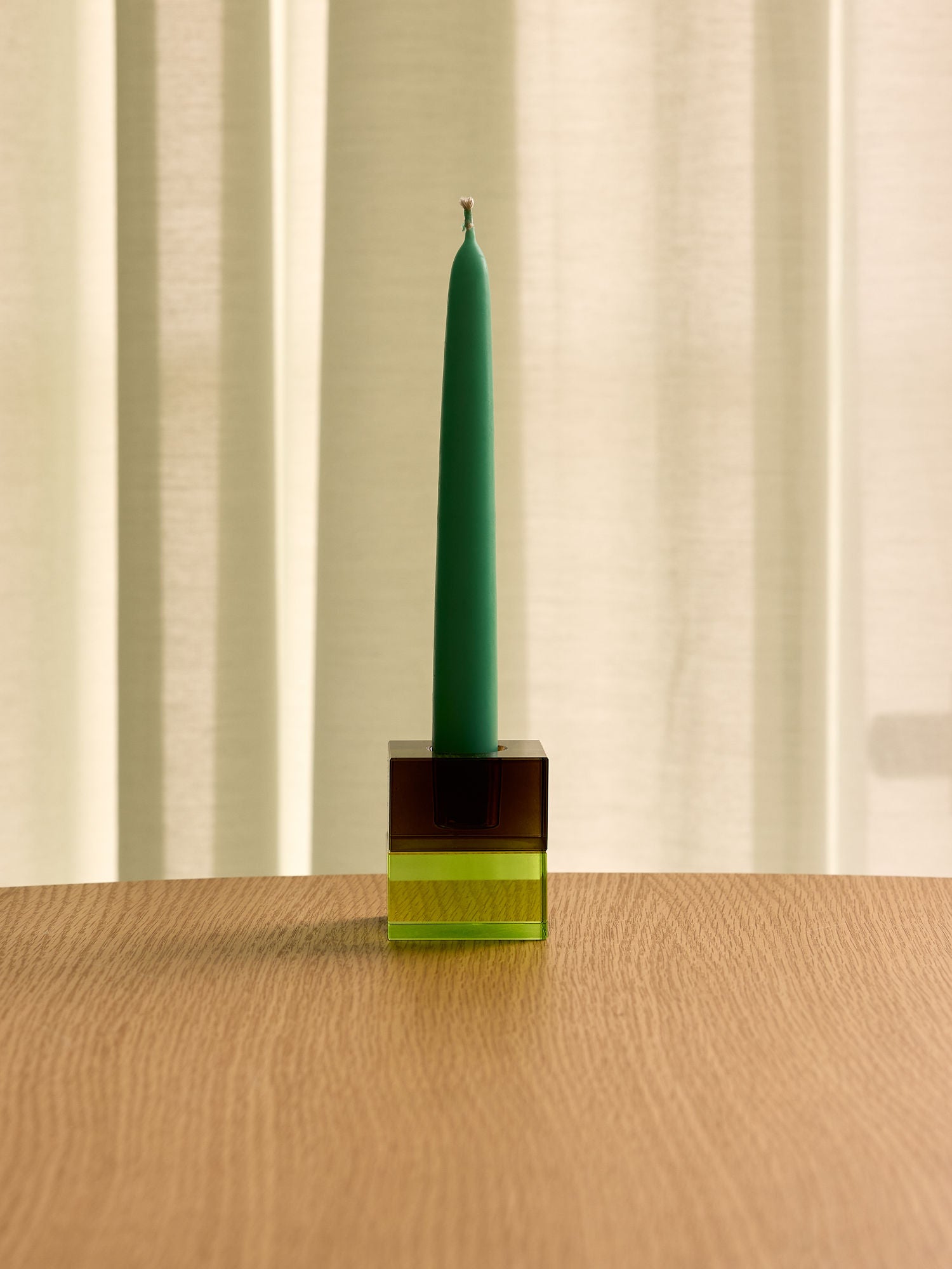 Block Kerzenständer Braun/Green & Gray/Rosa (2er Set)