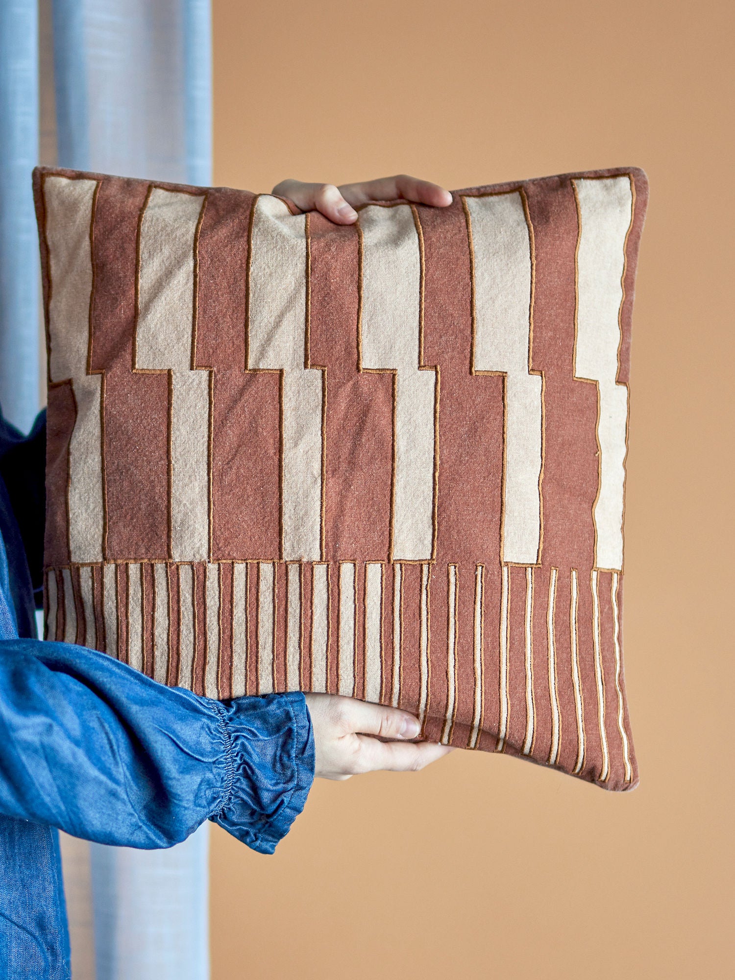 Cowes Geometrisches Muster Kissen Aus Baumwolle Braun OEKO TEX Komfort