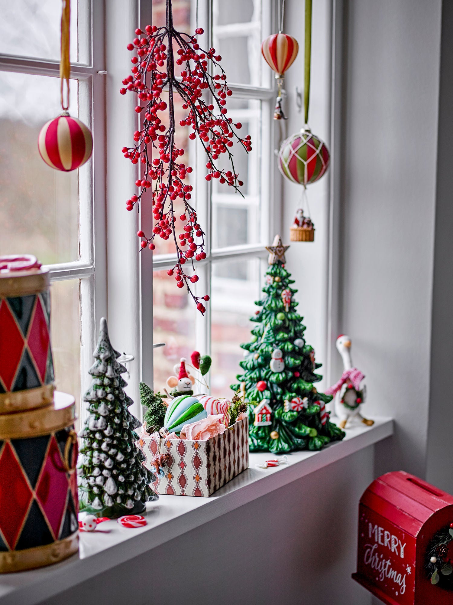 Flicka Weihnachtsbaum-Deko mit Licht, Grün, Steingut