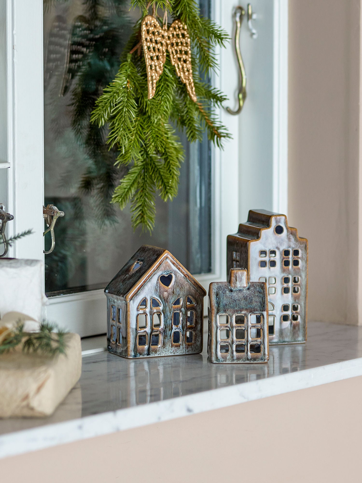 Kalia Teelichthalter, Braun, Steingut