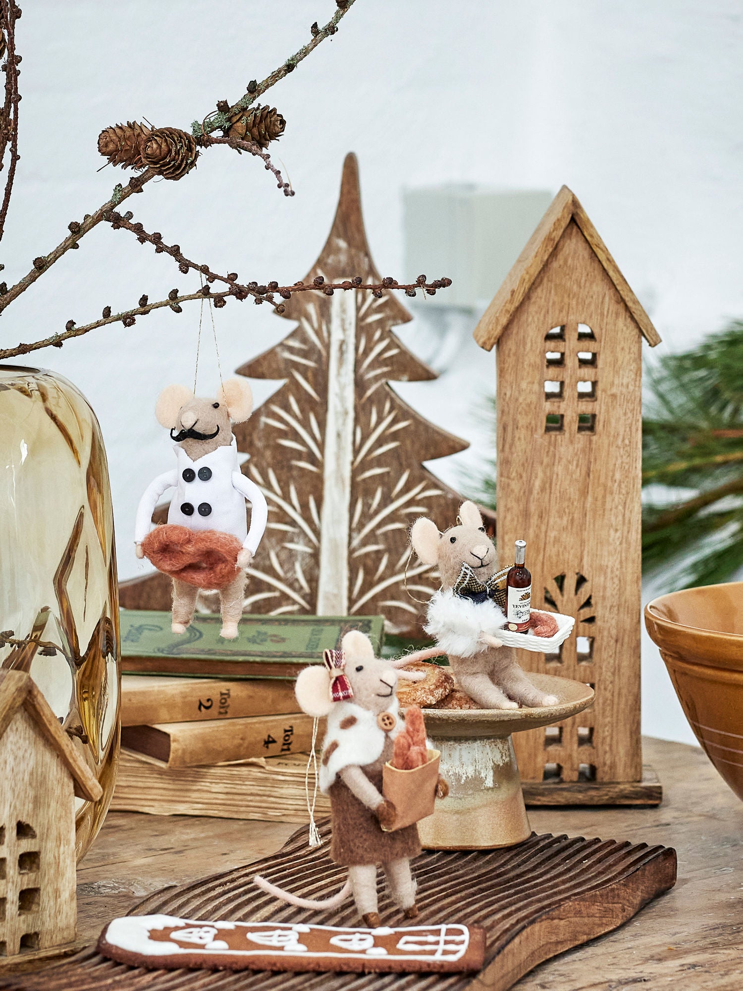 Peo Ornament | 3er-Set Mäuse  Deko Figuren aus Filz