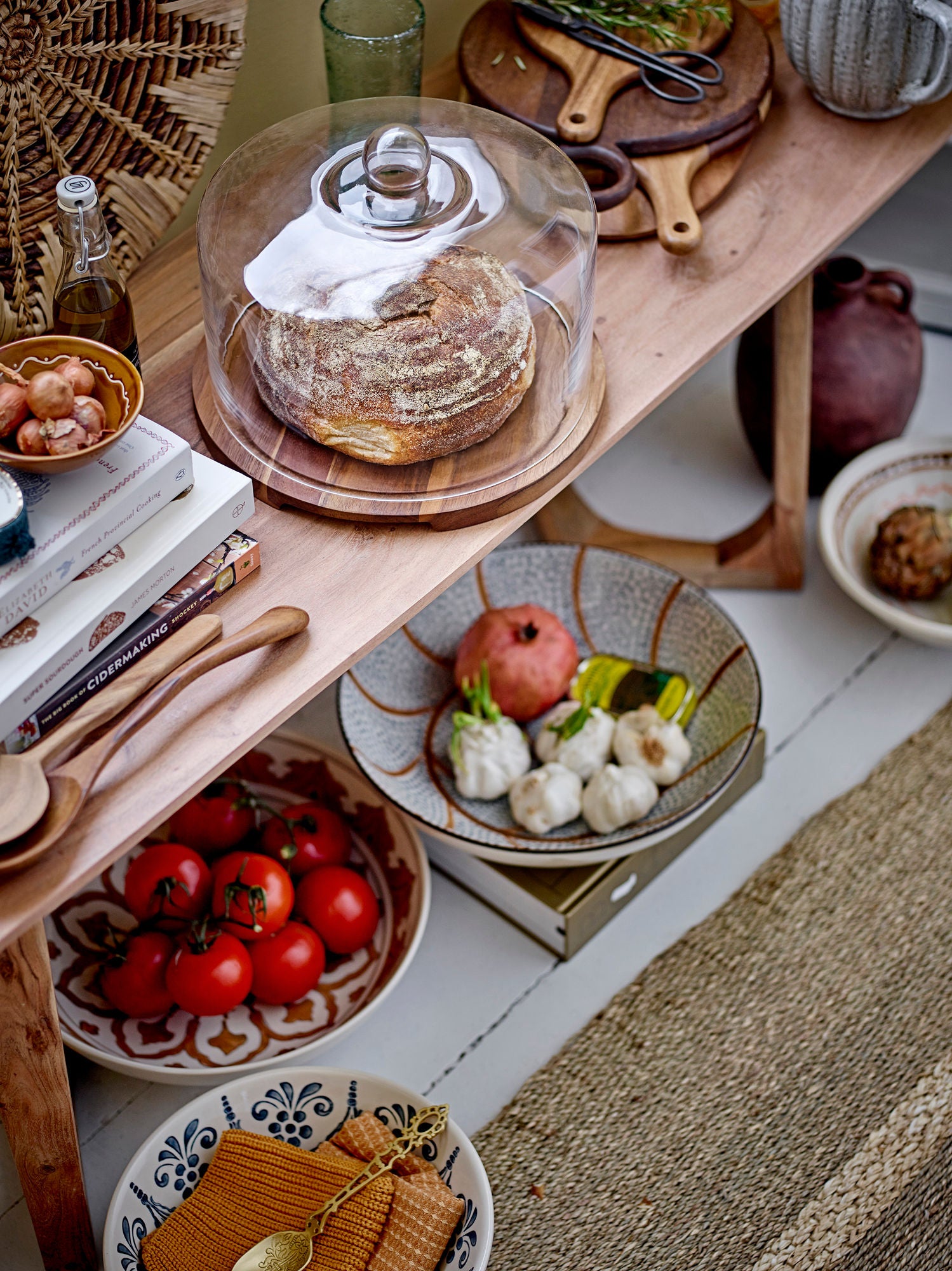 Heikki Steingut Schale Handbemalt Blau Braun Dekorativ Zum Servieren Stilvoll Präsentieren