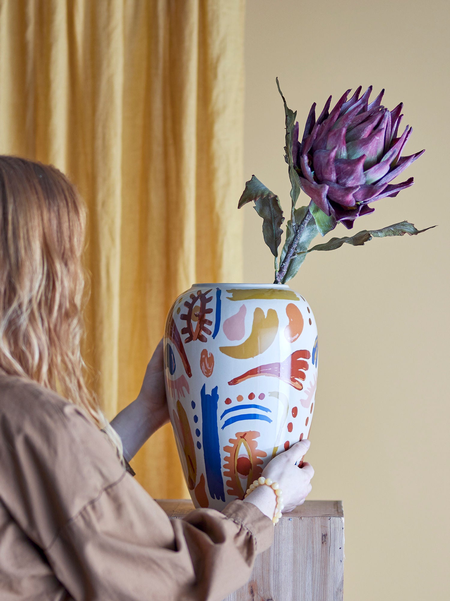 Horus Vase, Orange, Steingut