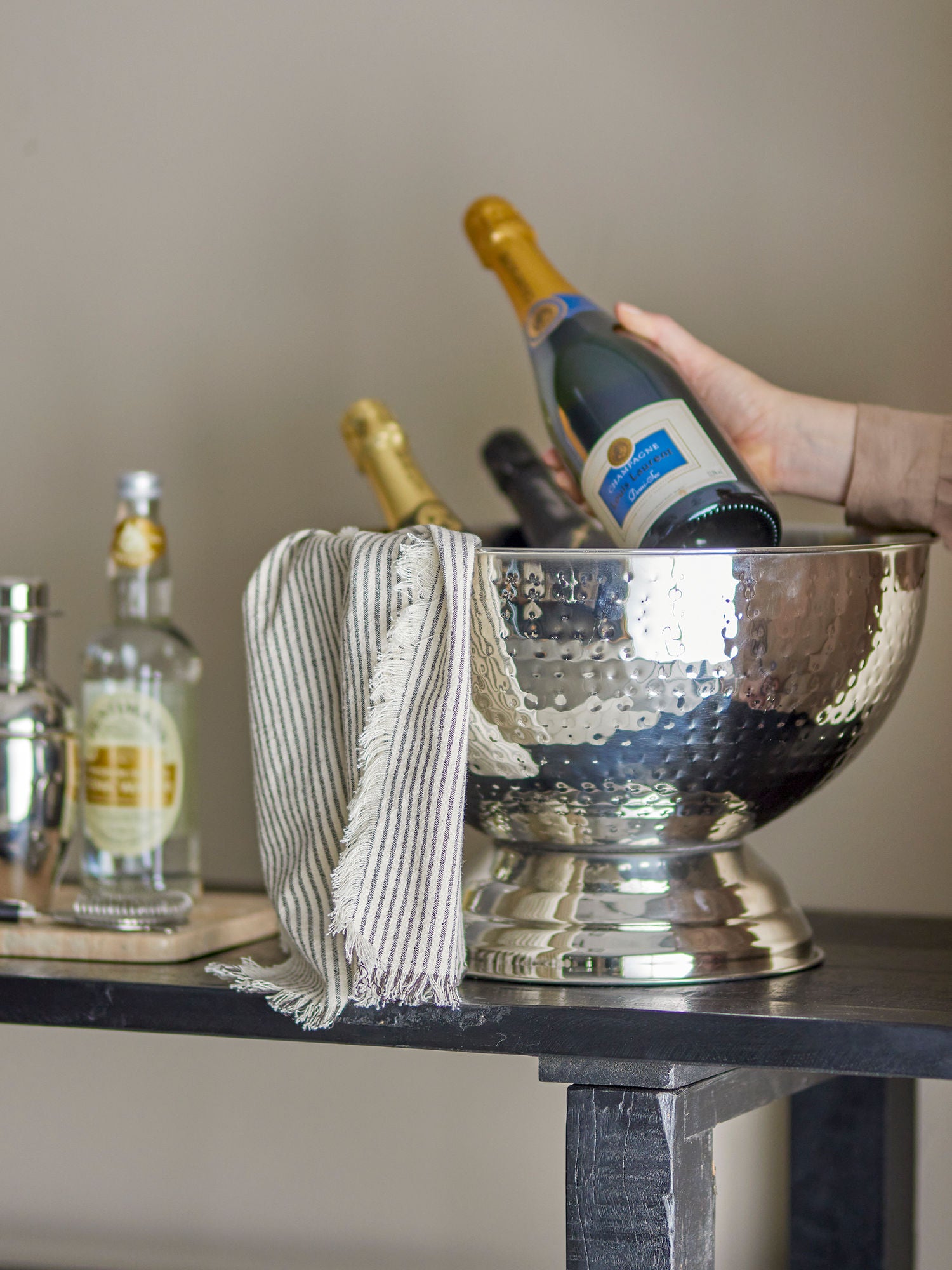 Kaluka Champagnerschale, Silber, Edelstahl