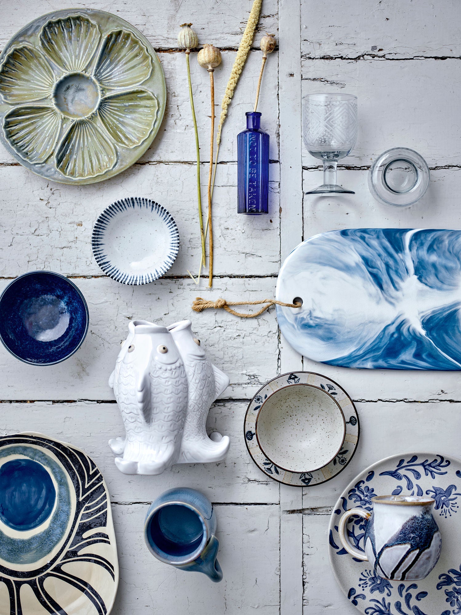 Aiden Schneidebrett, Blue, Steingut