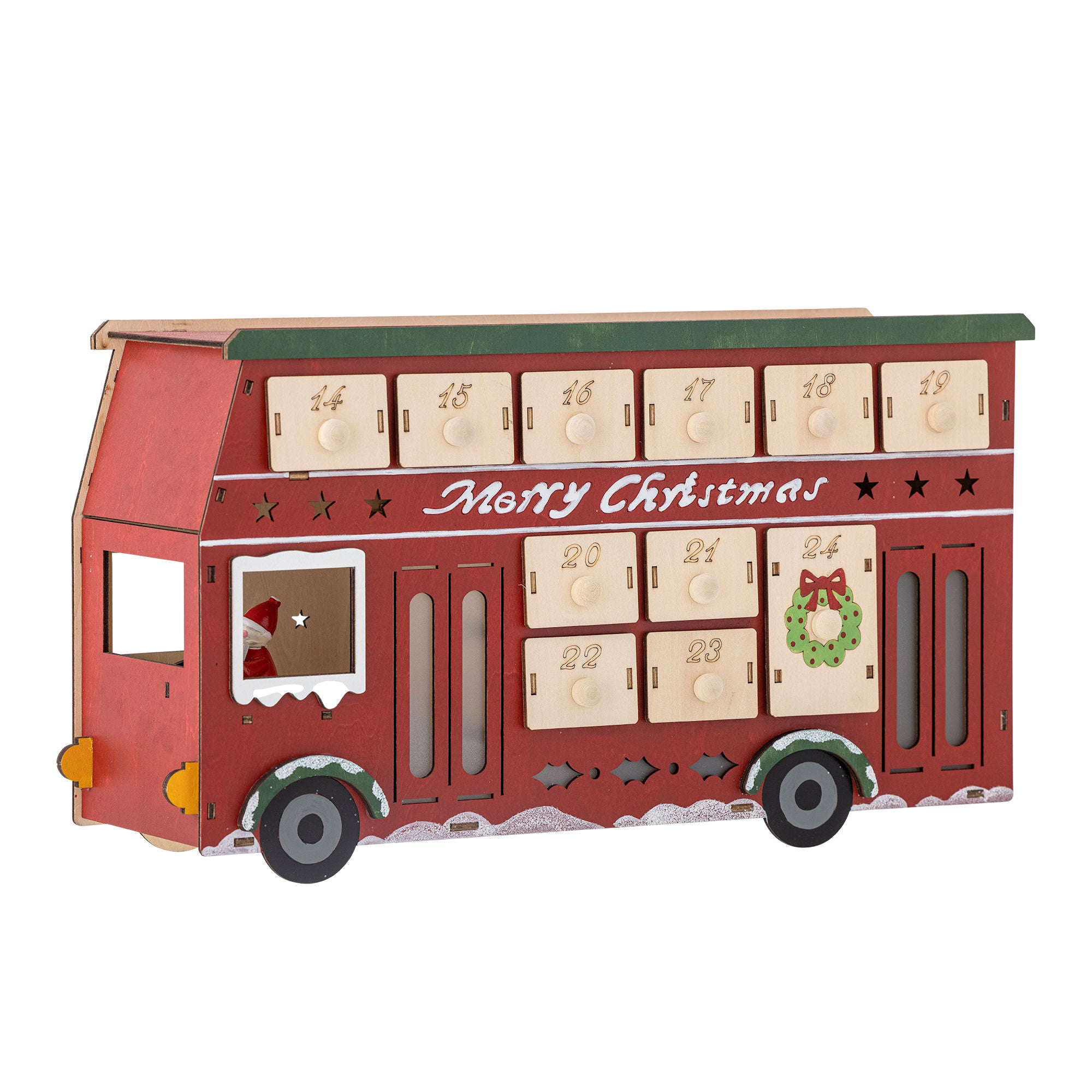 Edward Adventskalender mit Licht, Rot, Sperrholz