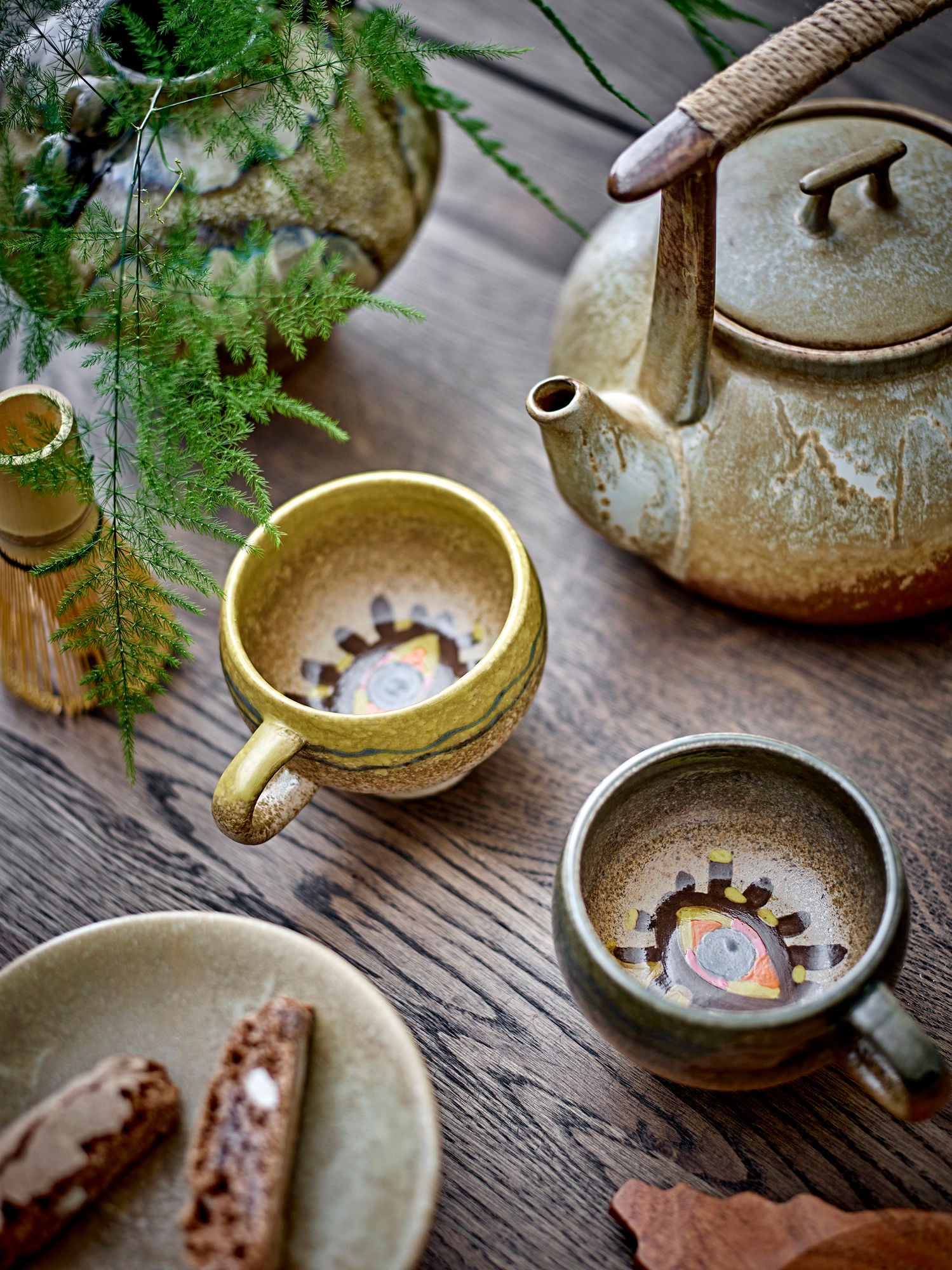 Ikigai Teekanne Aus Steingut Braun mit Breitem Deckel und Griff Hält Warm Rustikal