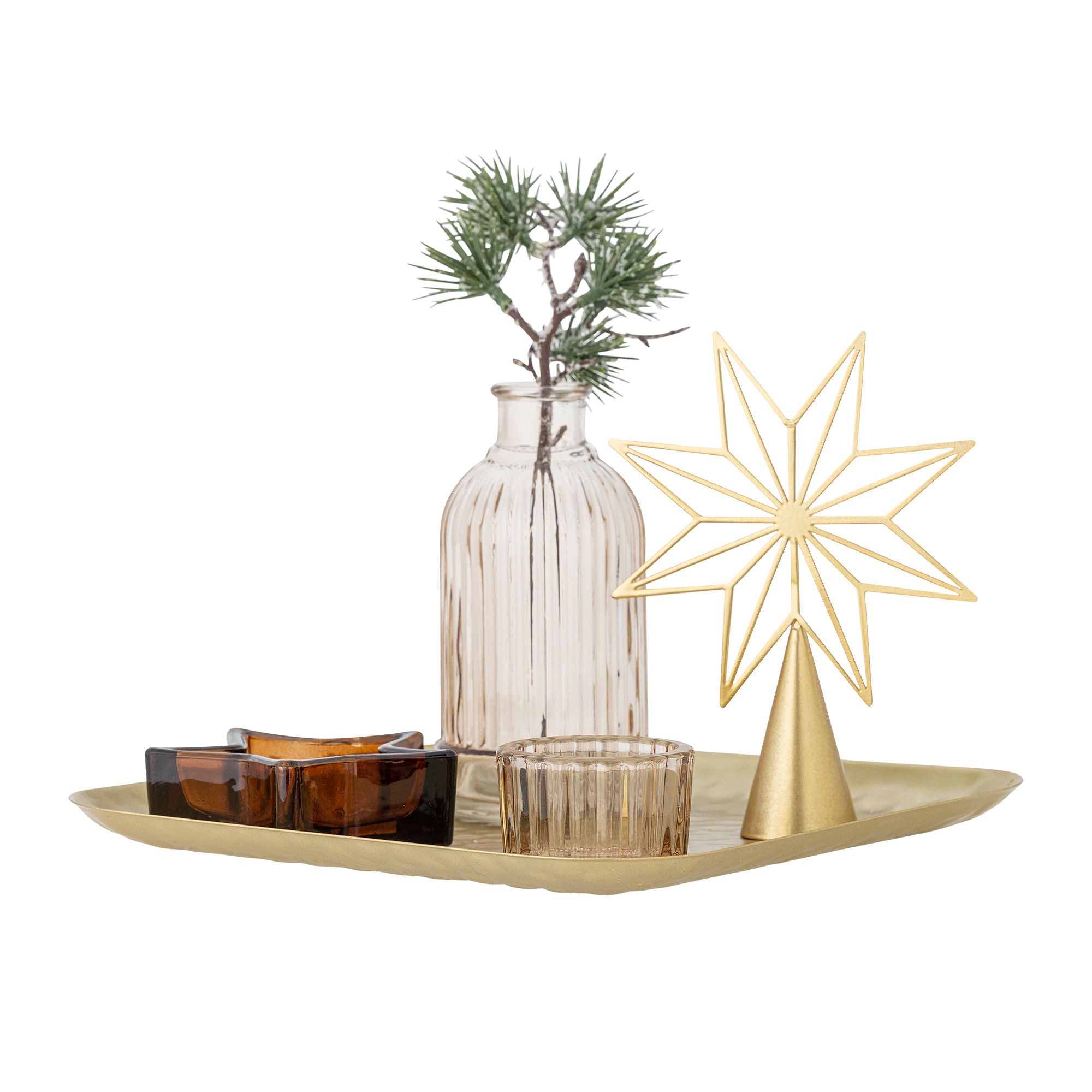 Sanga Tablett mit Teelichthaltern – Elegante Weihnachtsdeko mit Goldfinish