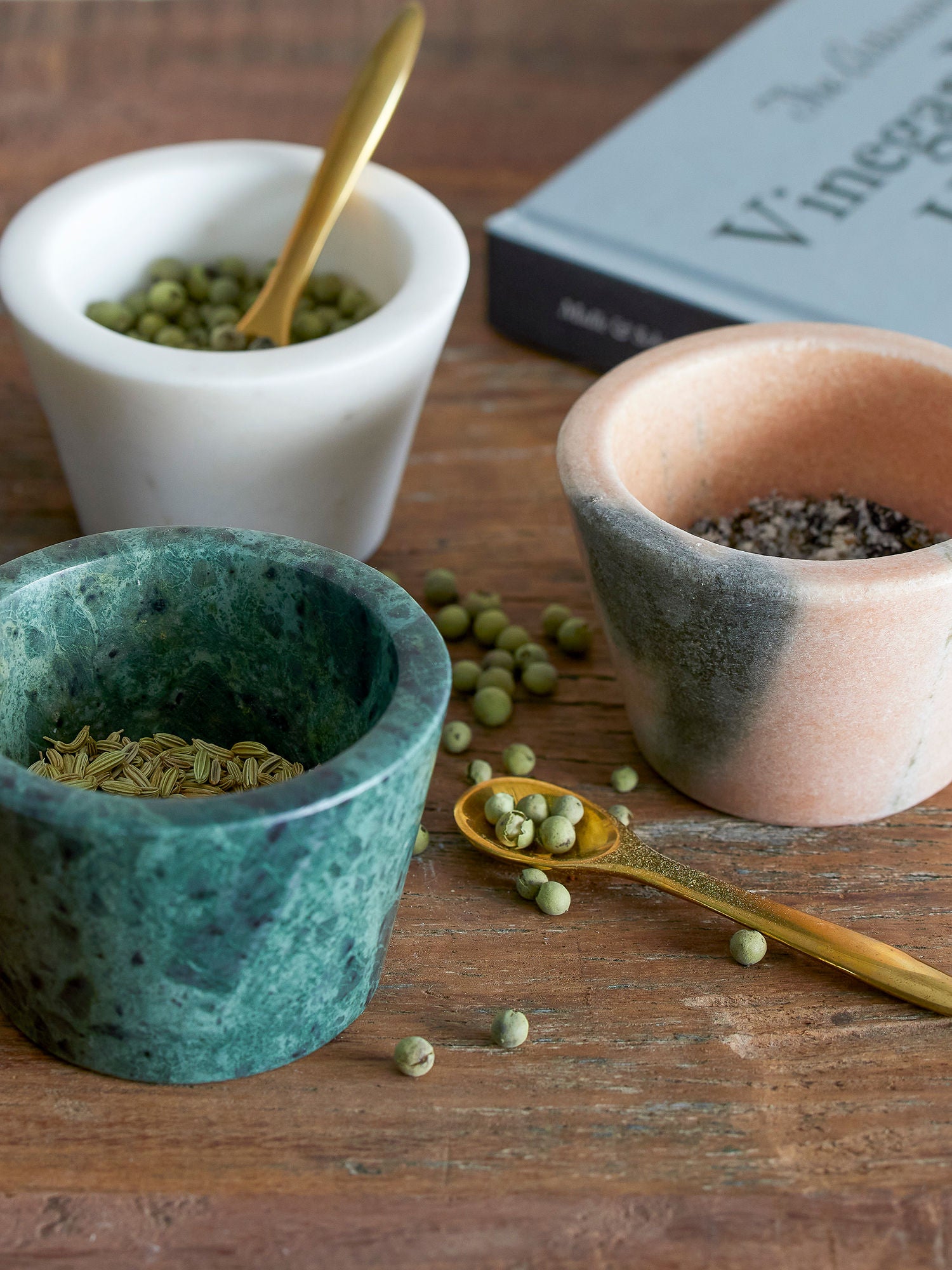 Rosamynthe Salztopf mit Löffel, Rose, Marmor