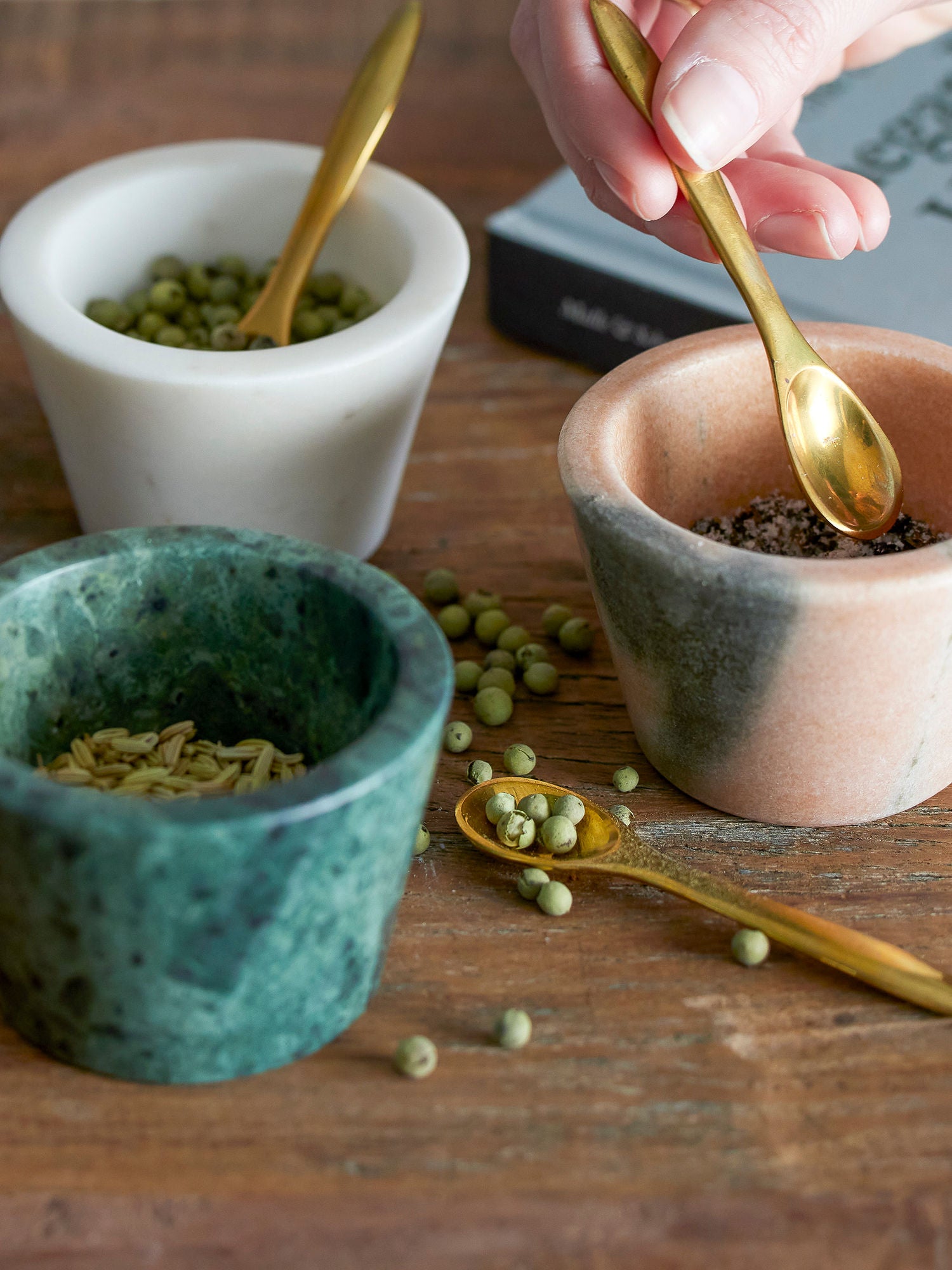 Rosamynthe Salztopf mit Löffel, Rose, Marmor