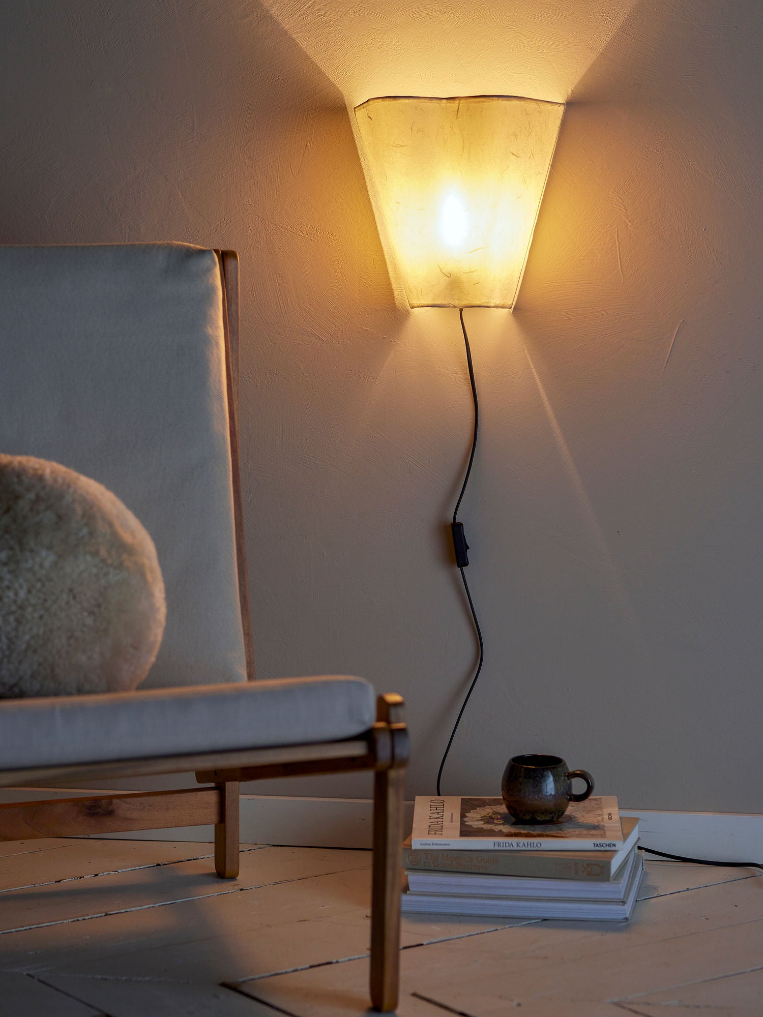 Janese Wandleuchte, Weiß, Papier