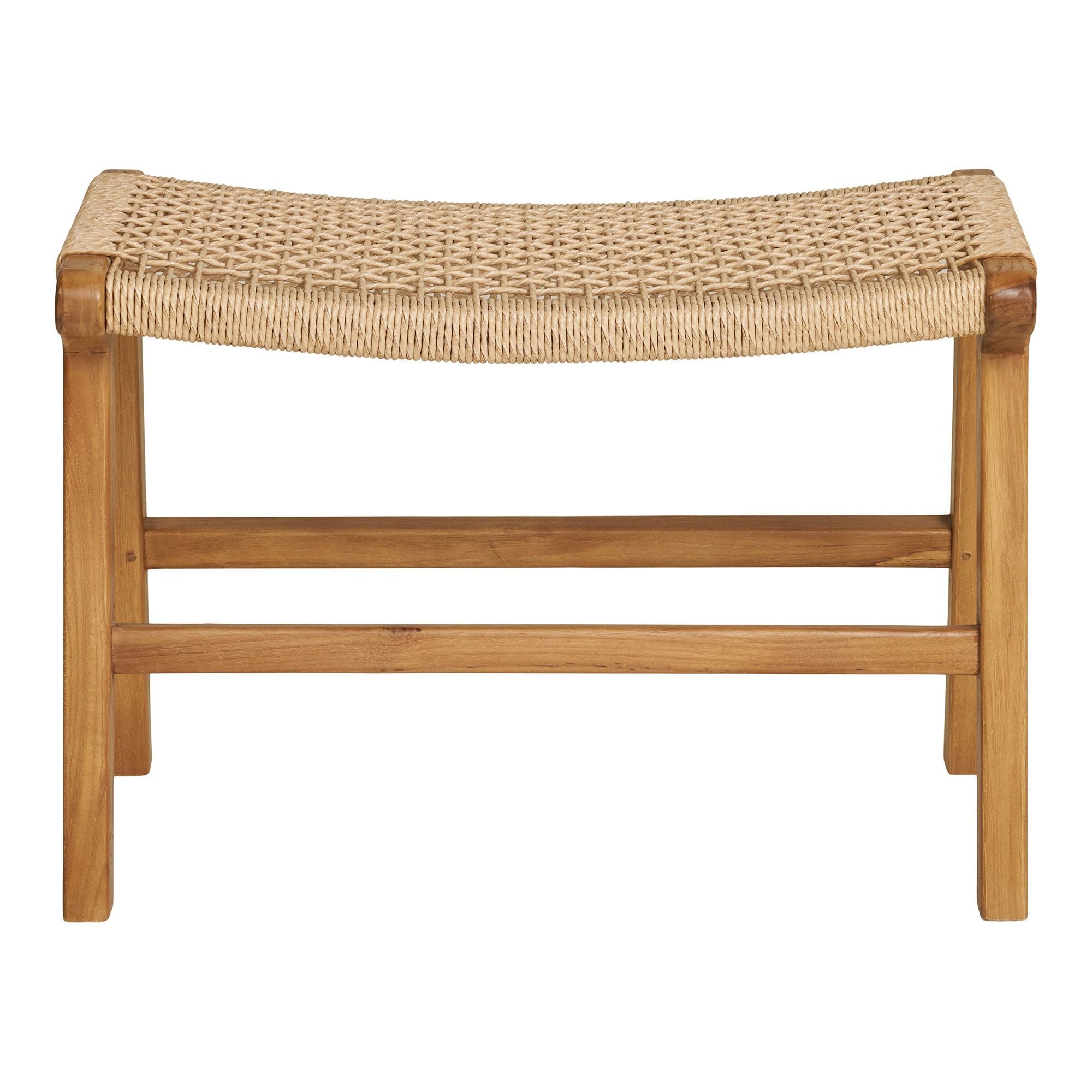 Derby Fußhocker aus Teak & Polyrattan, Natur