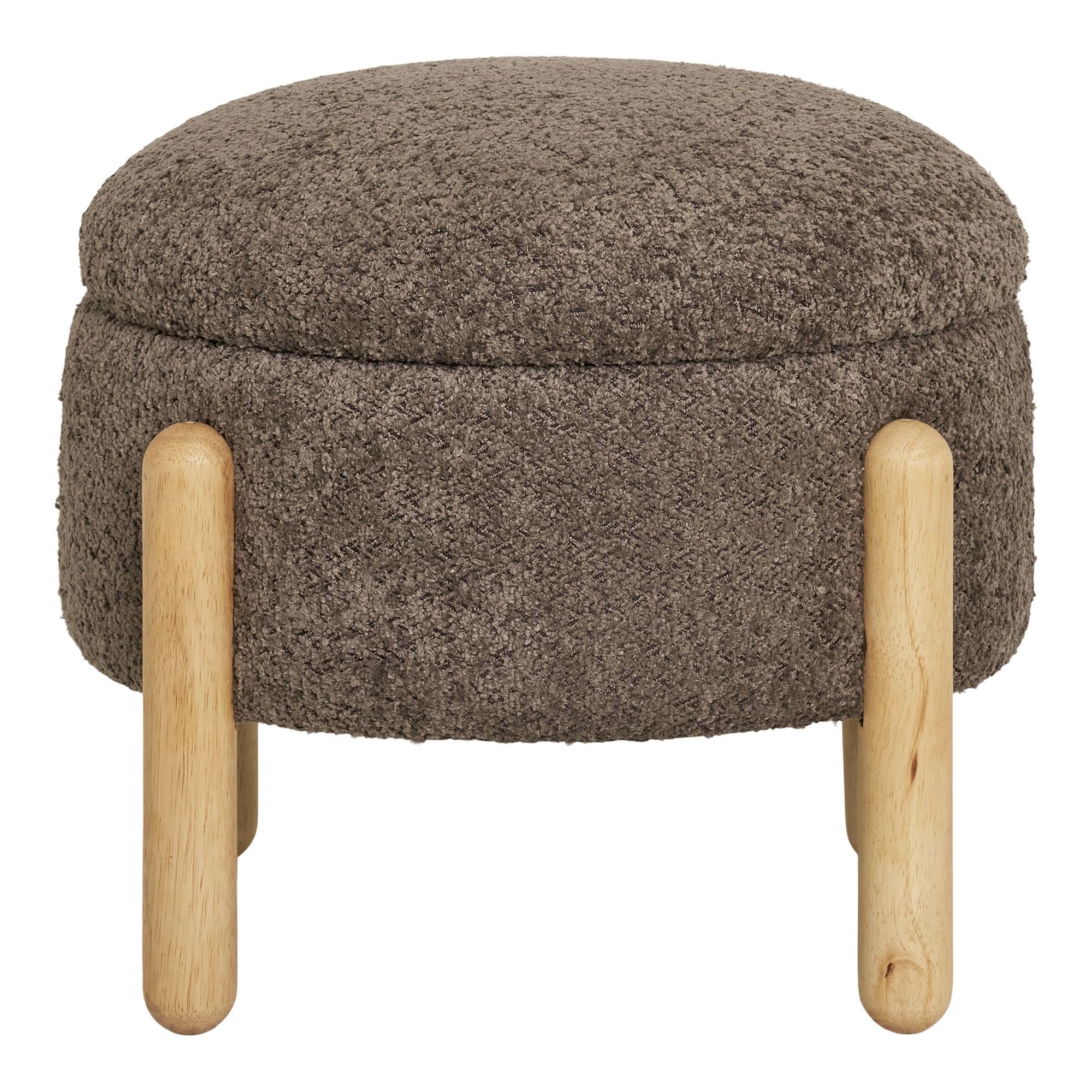 Medas Pouf mit Stauraum Bouclé braun/natur