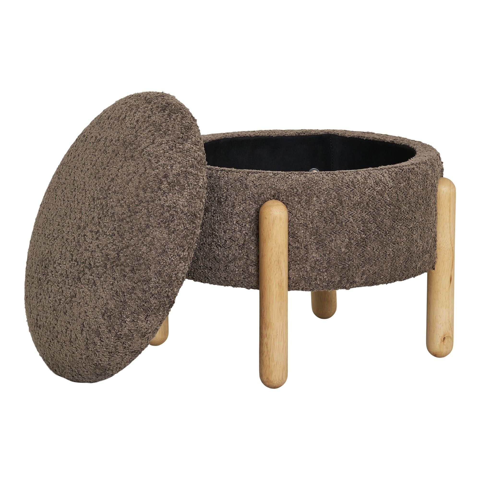Medas Pouf mit Stauraum Bouclé braun/natur