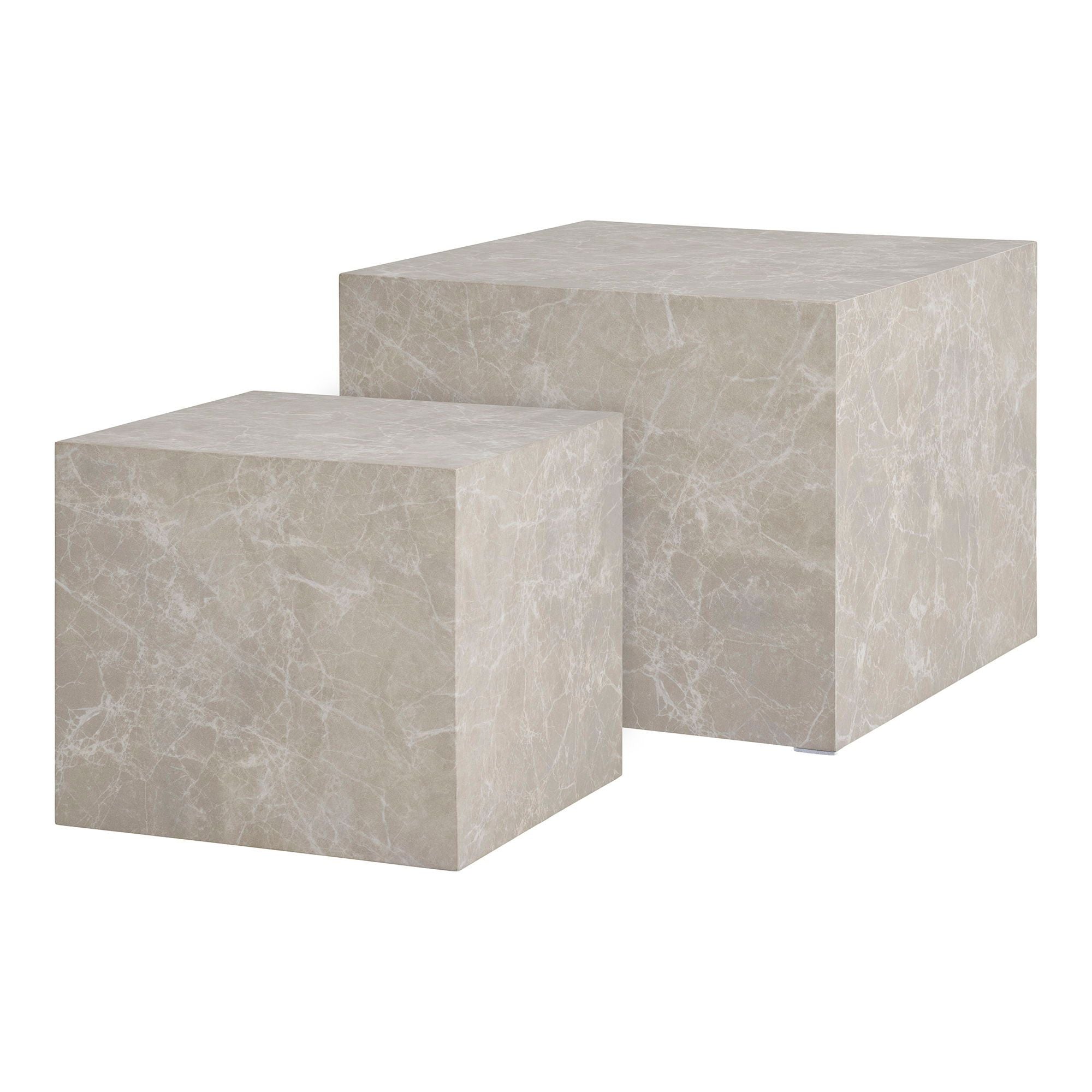 Prague Couchtisch-Set – Marmoroptik Beige, 2er Set