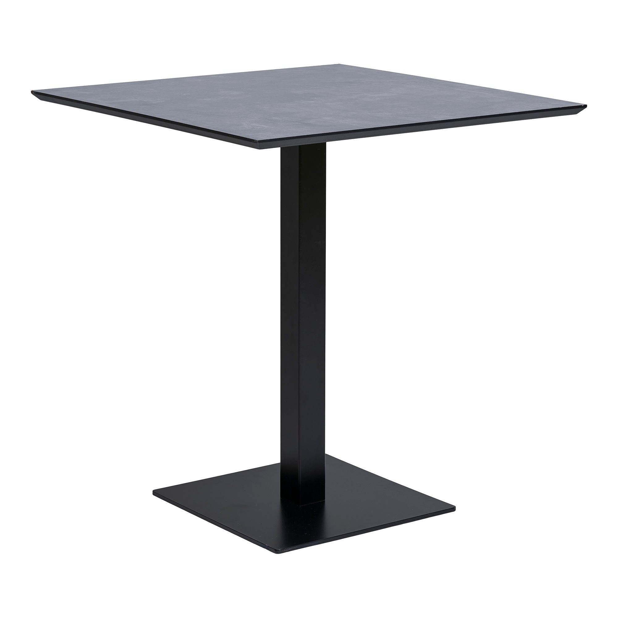 Fano Café-Tisch – Melamin, Dark Stone, Schwarzes Metallgestell, 70 × 70 cm